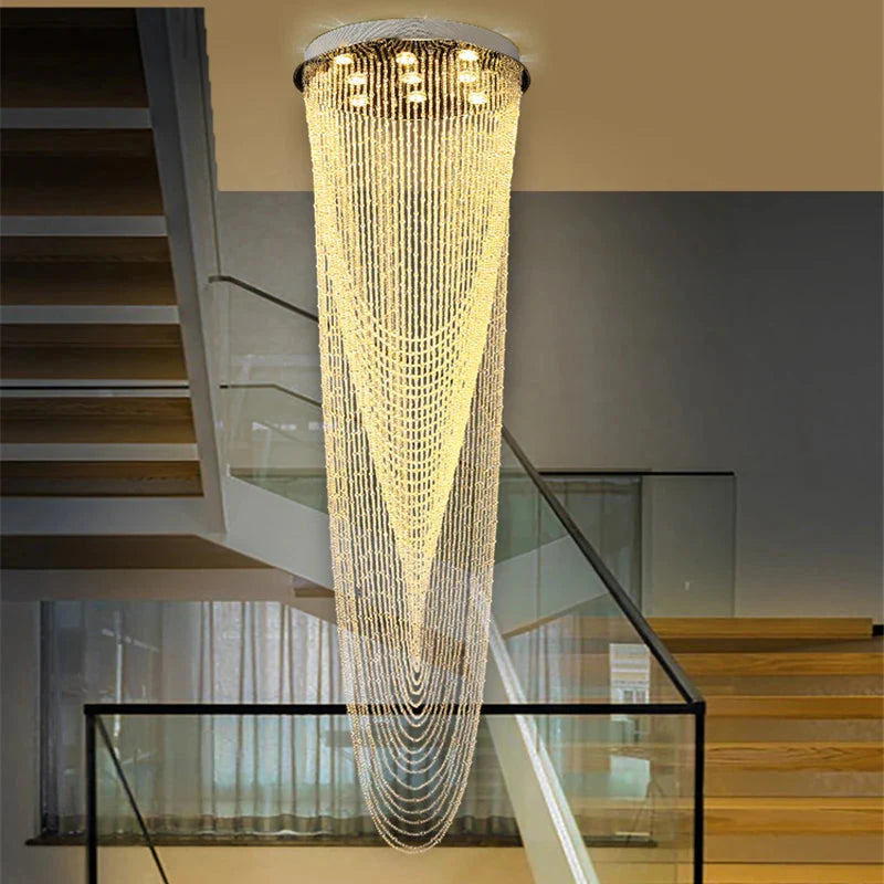 Crystal Tassel Chandelier for Staircase & Foyer