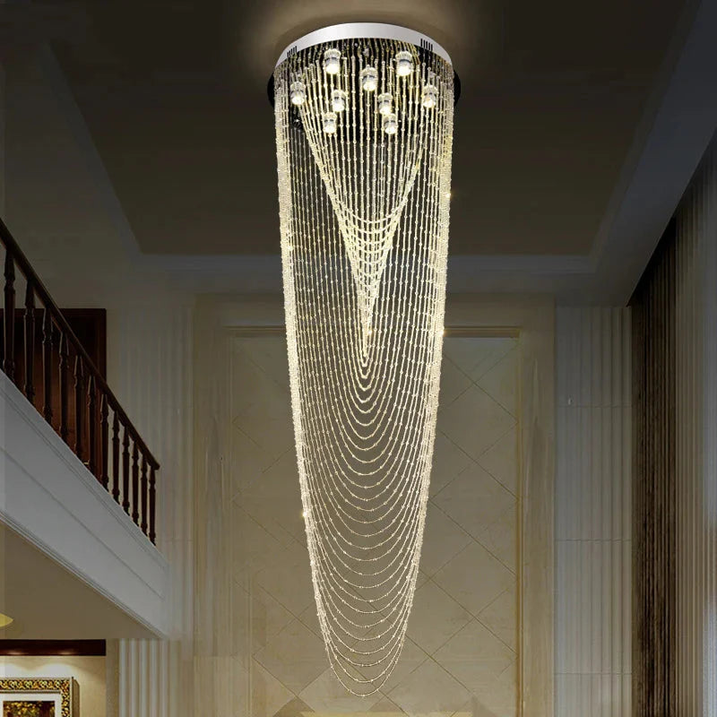 Crystal Tassel Chandelier for Staircase & Foyer