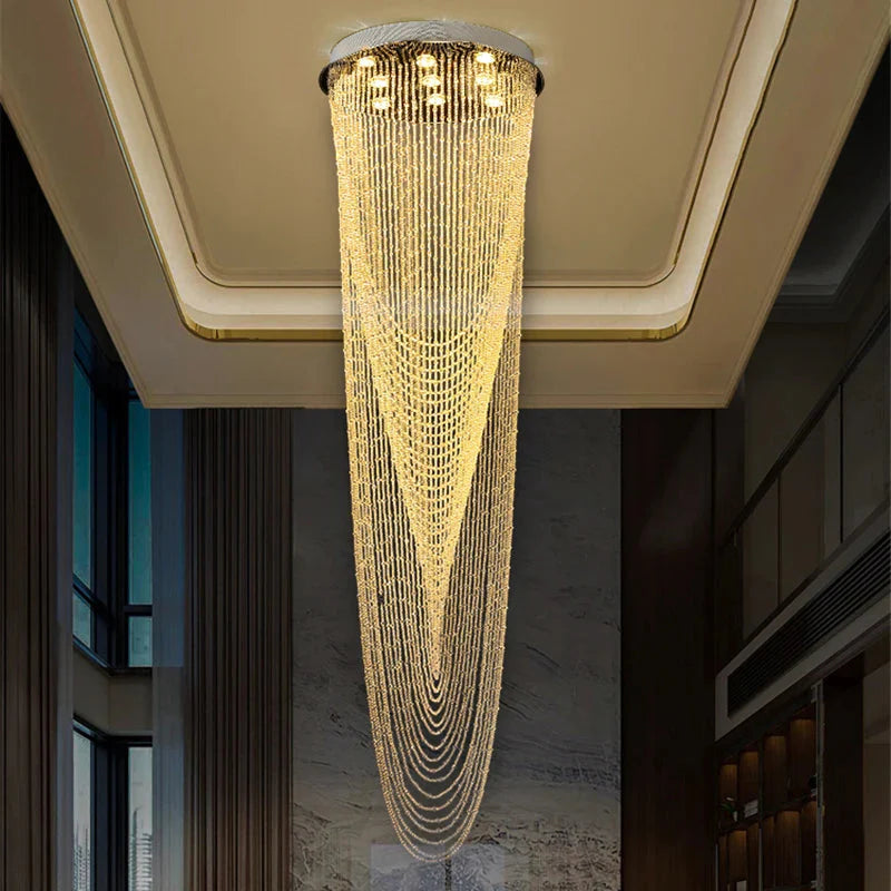 Crystal Tassel Chandelier for Staircase & Foyer