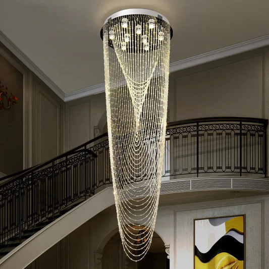 Crystal Tassel Chandelier for Staircase & Foyer