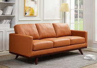 Edvin Leather Sofa - Birch Wood Base