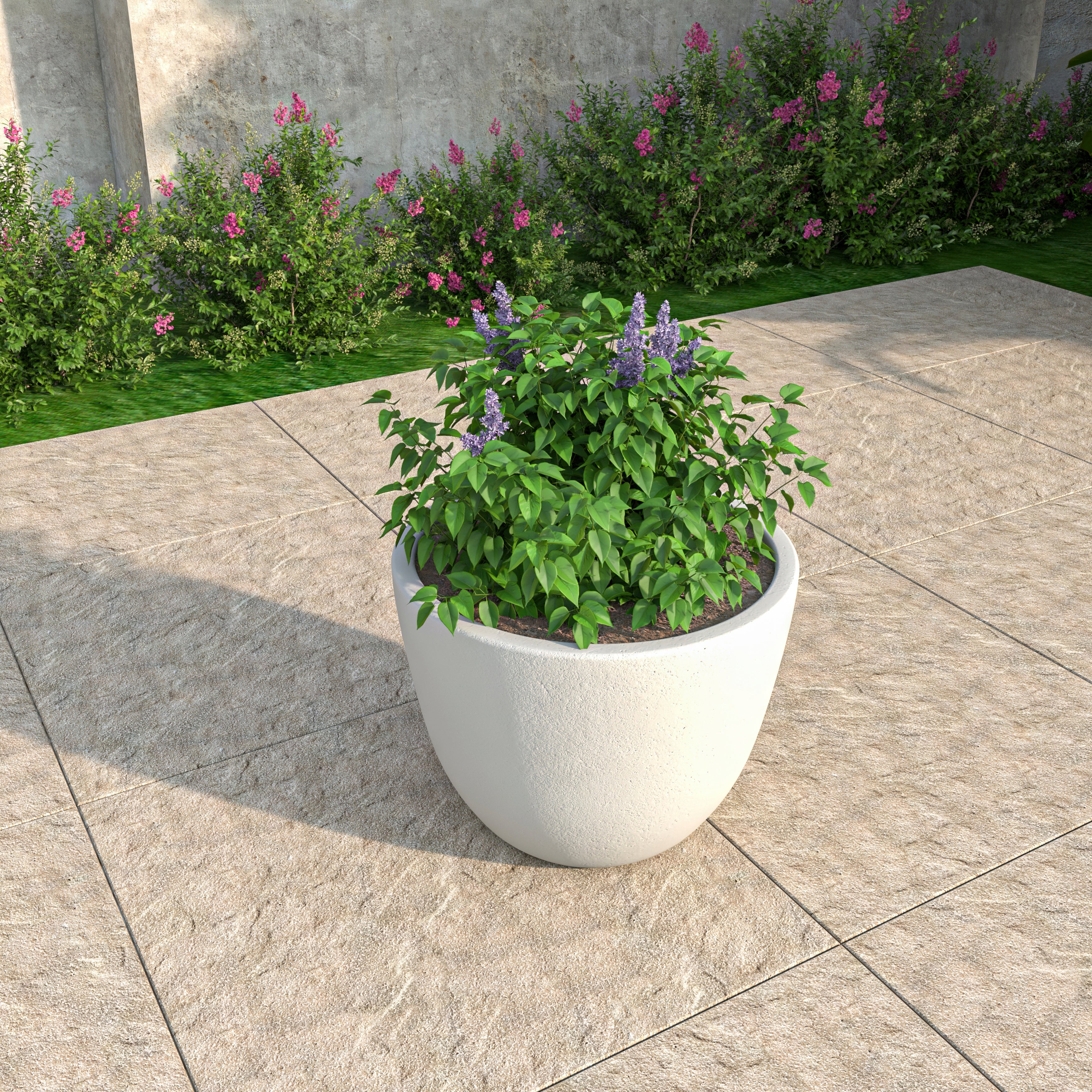 Dahlia Series Poly Stone Planter in Aged Concrete 14.4 Dia, 10.8 High