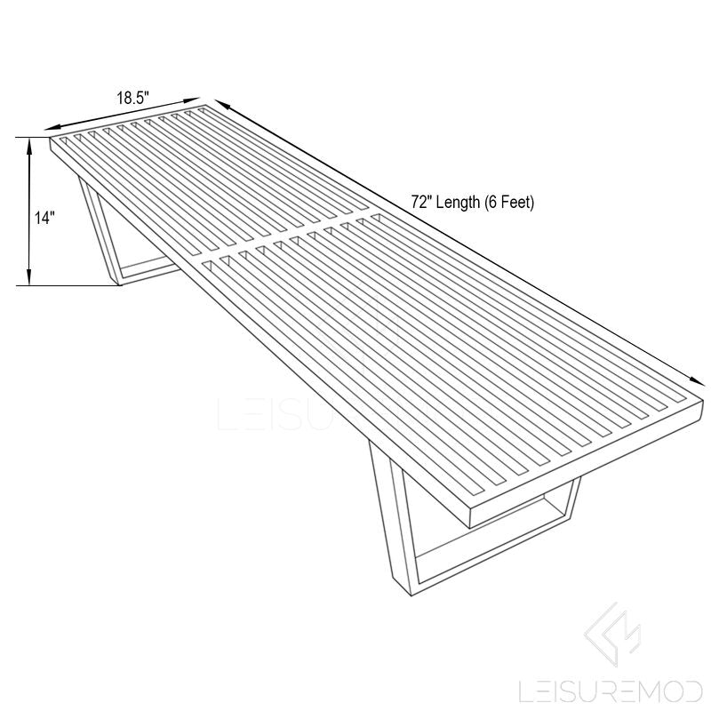 EMFURN Mid-Century Inwood Platform Bench - 6 Feet