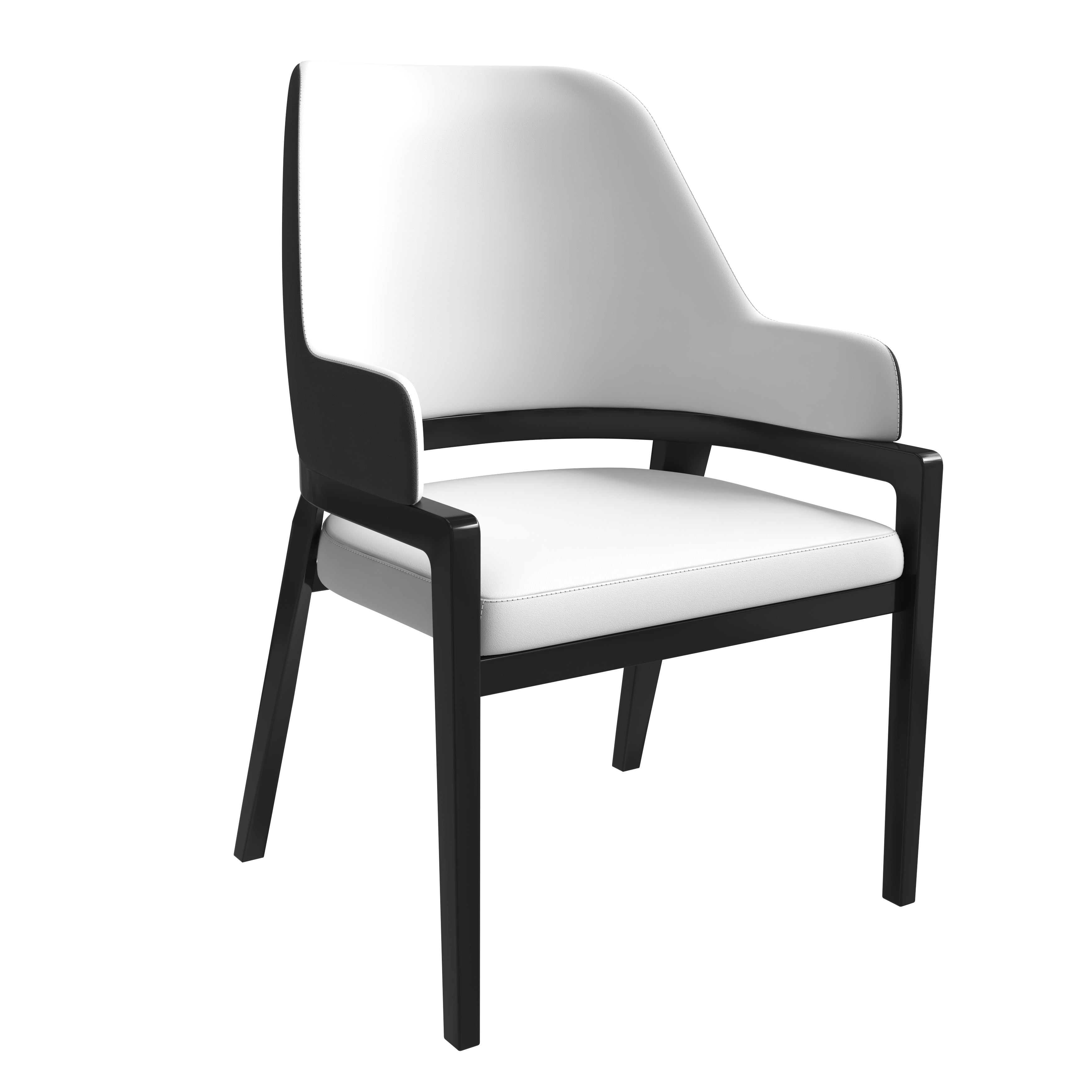 Ethora Collection Modern Wooden Dining Chair in Black Fabric Seat With white top