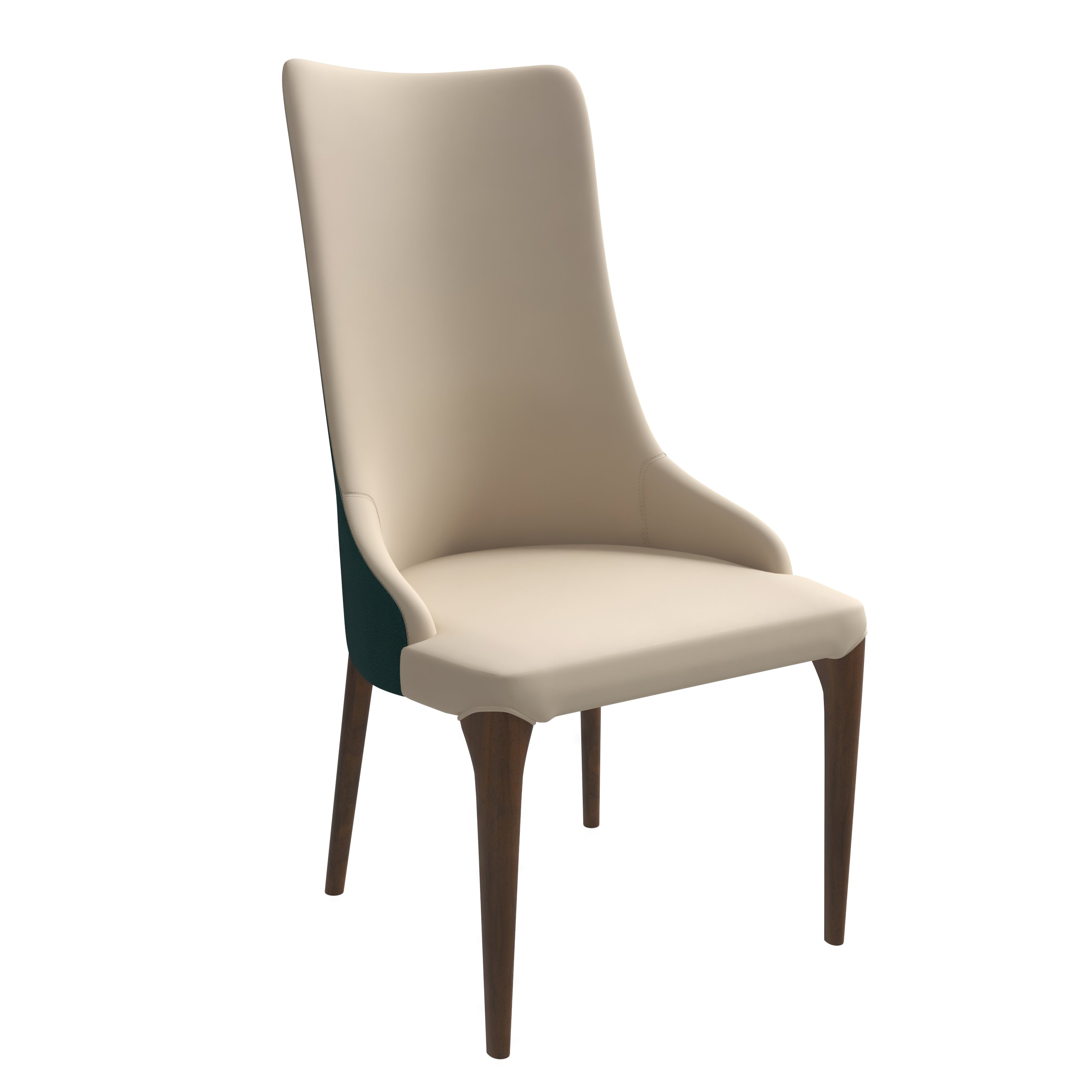 Elm Collection Modern Wooden Dining Chair In Green Velvet