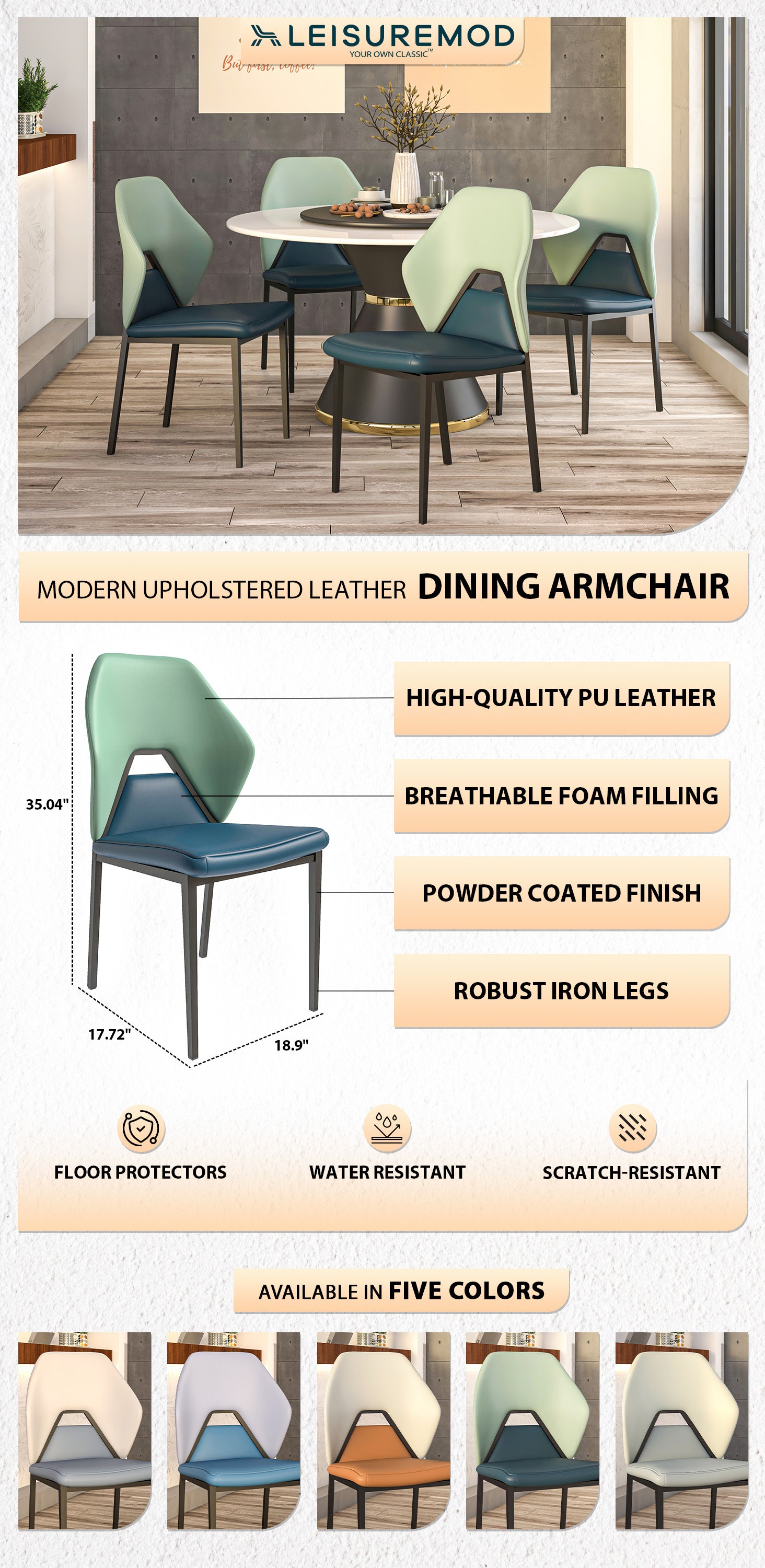 Eclat collection Modern Dining Chair in Brown