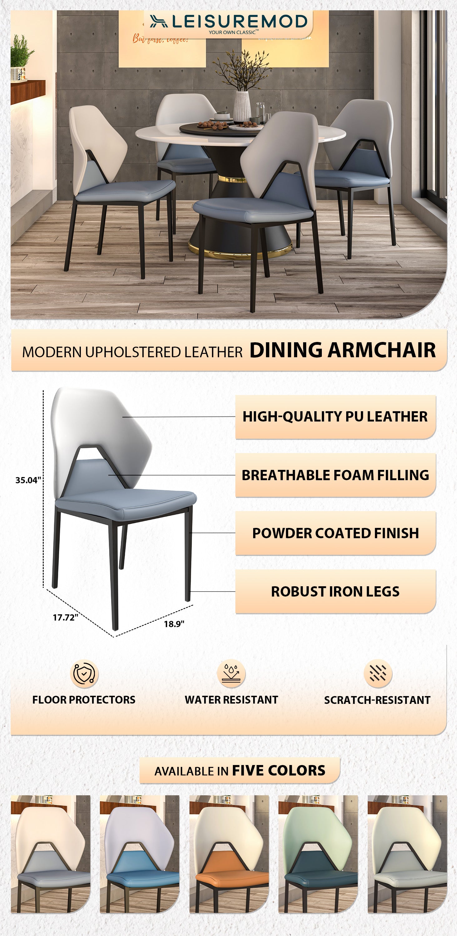 Eclat collection Modern Dining Chair in Brown