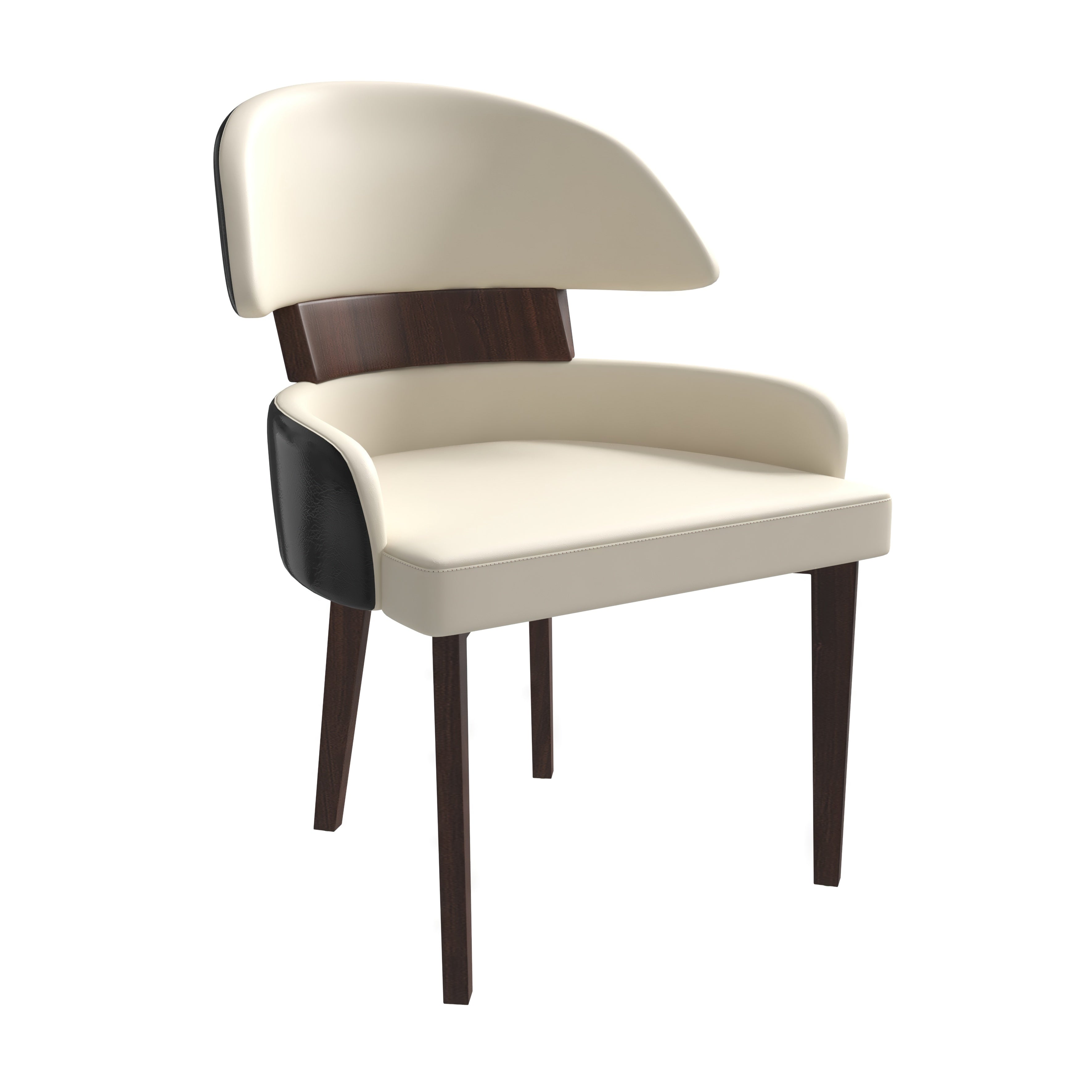 Ethos Collection Modern Wooden Dining Chair in Black/Cream