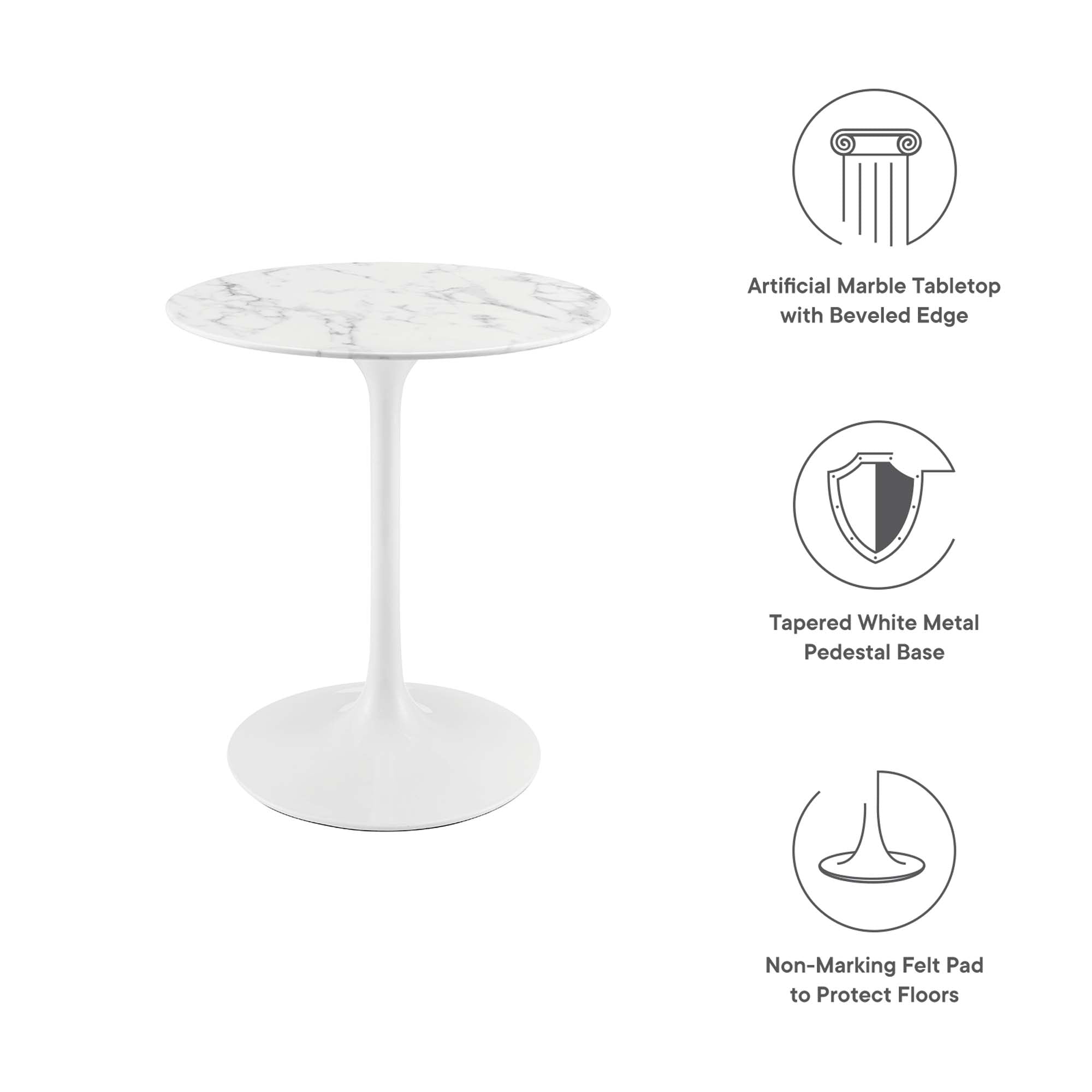 Lippa 28" Round Artificial Marble Dining Table