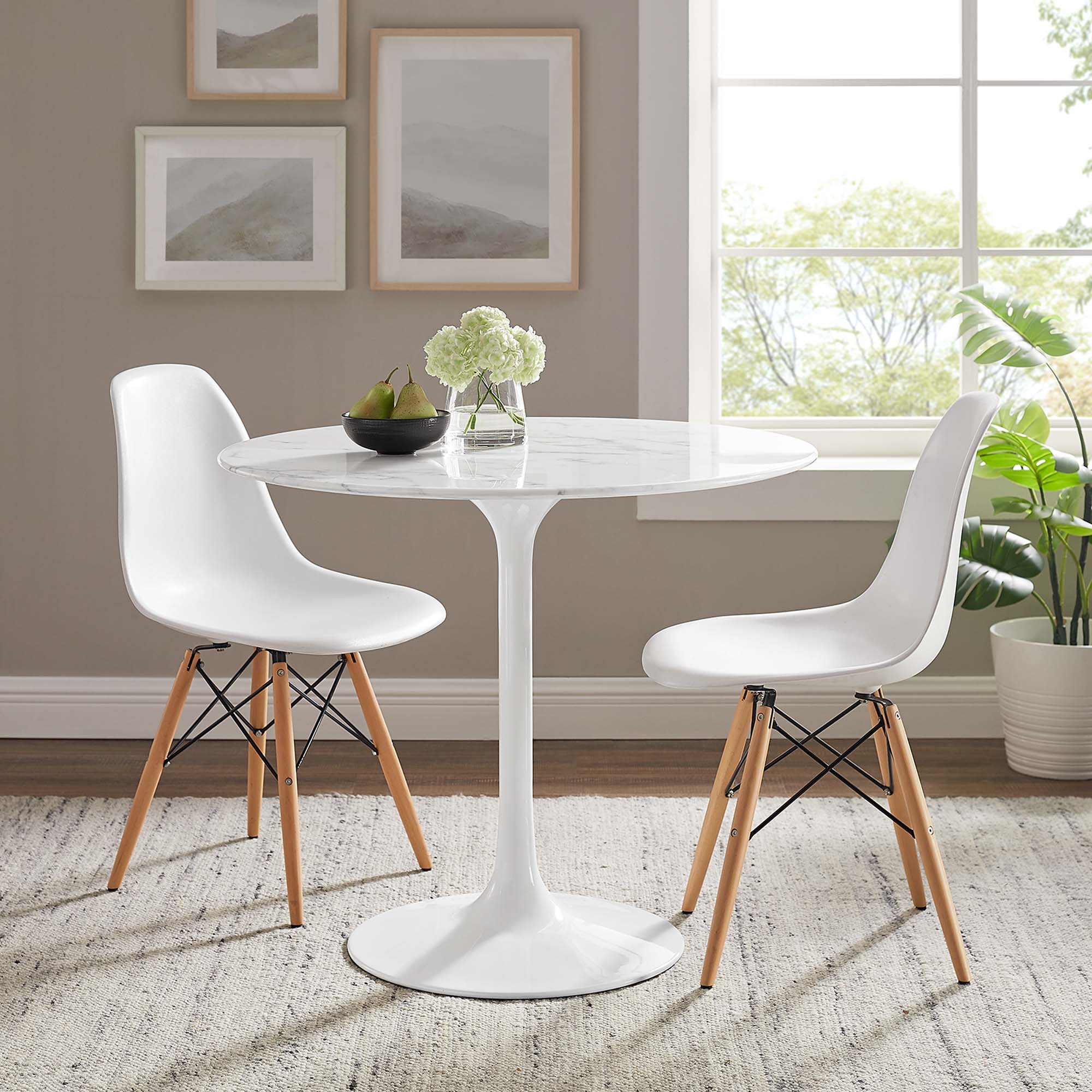 Lippa 36" Round Artificial Marble Dining Table