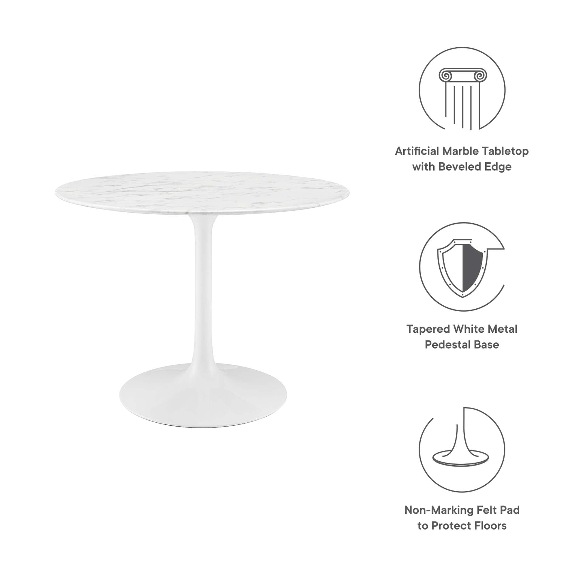 Lippa 40" Round Artificial Marble Dining Table