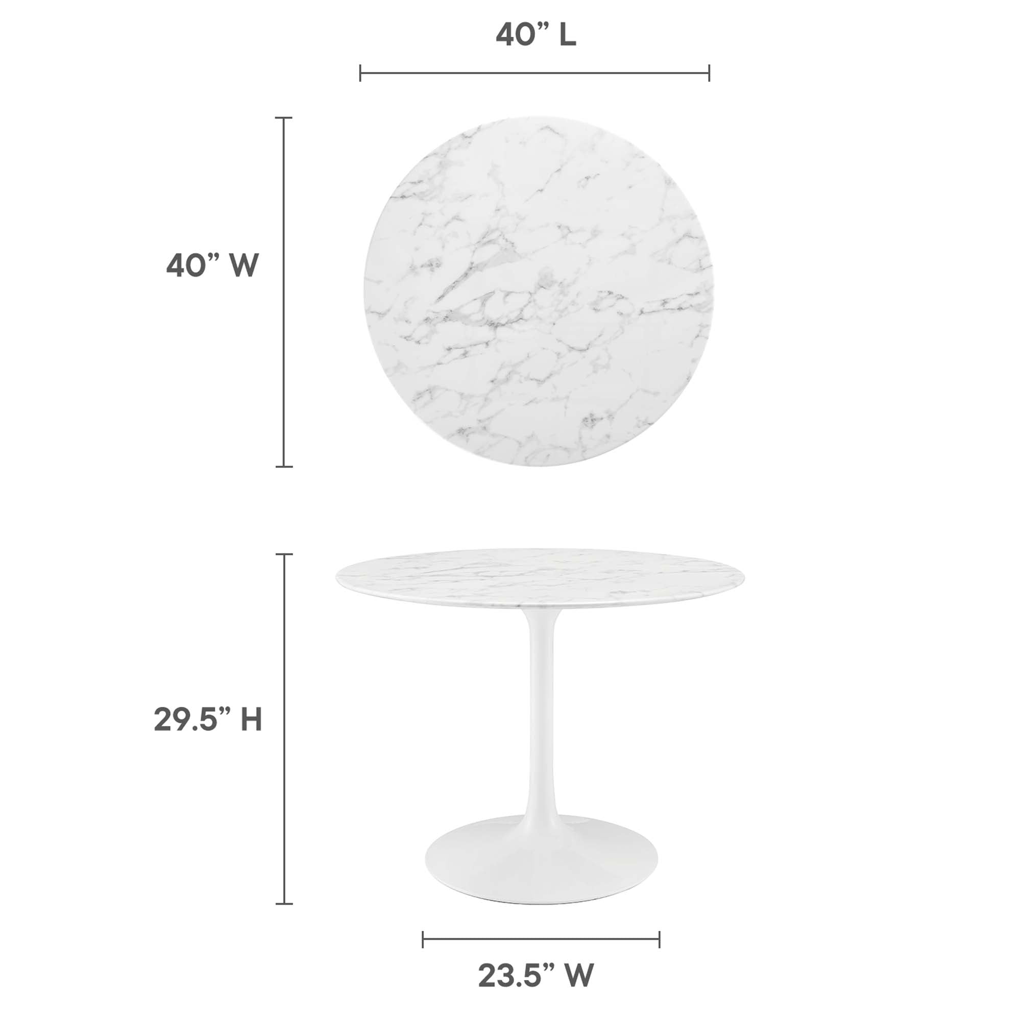 Lippa 40" Round Artificial Marble Dining Table