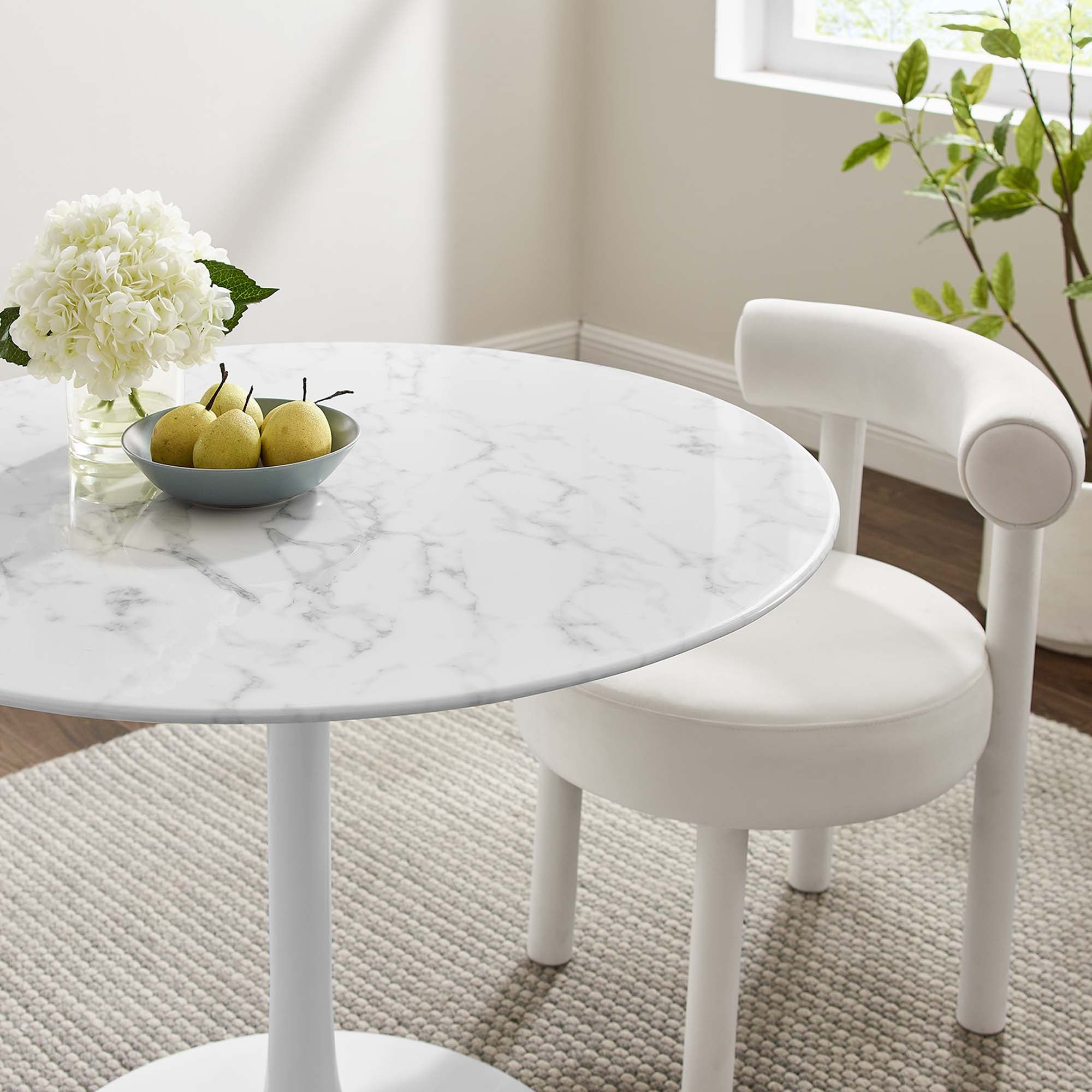 Lippa 40" Round Artificial Marble Dining Table