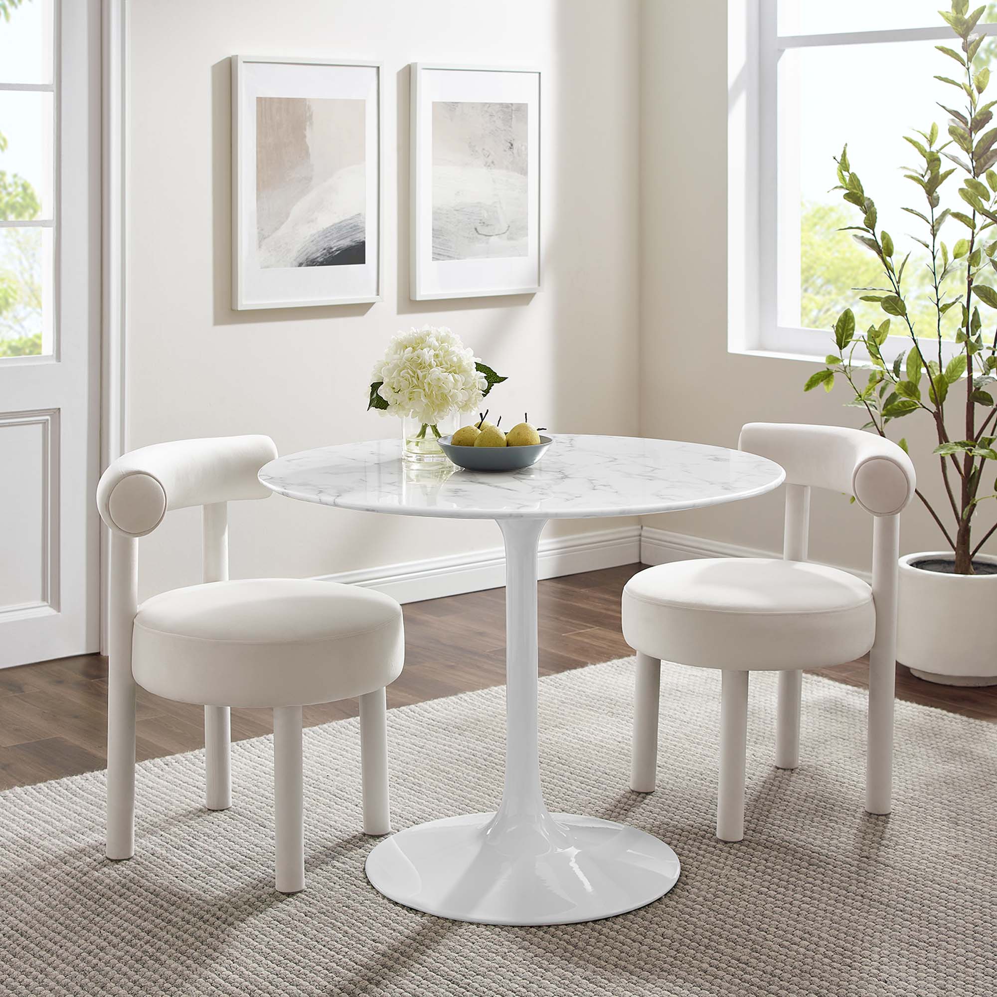 Lippa 40" Round Artificial Marble Dining Table