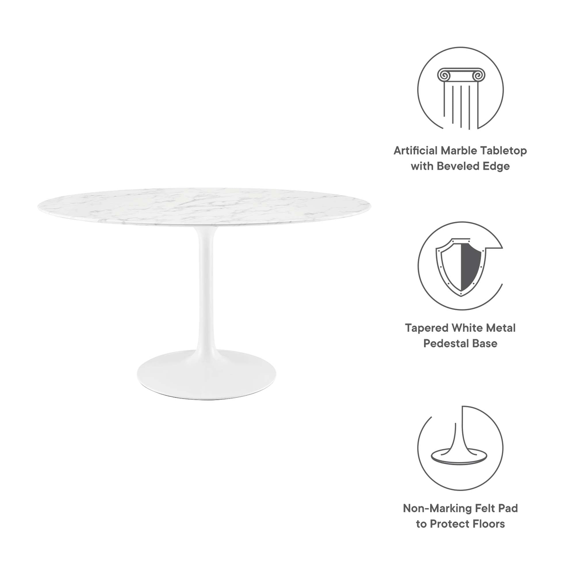 Lippa 54" Oval Artificial Marble Dining Table