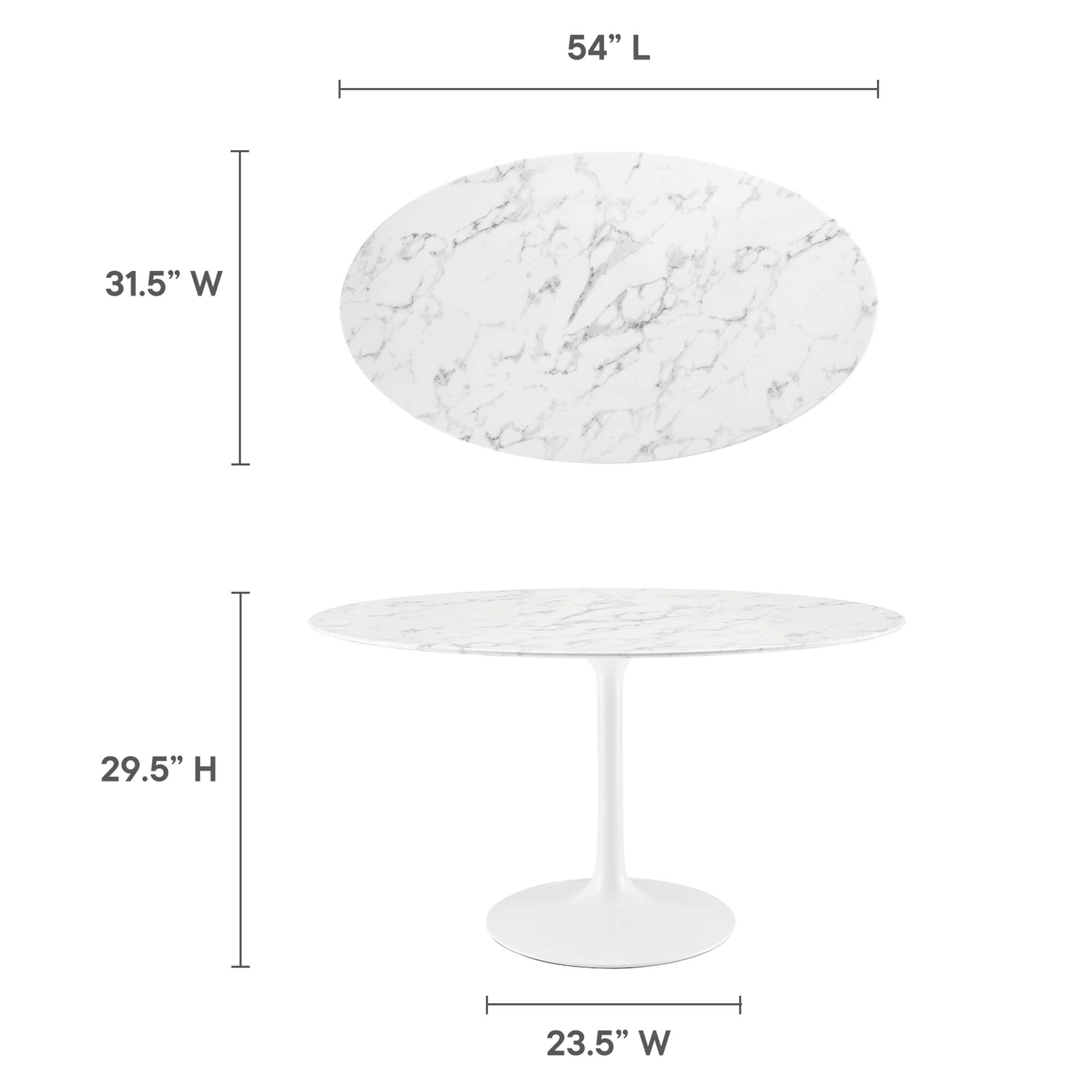 Lippa 54" Oval Artificial Marble Dining Table