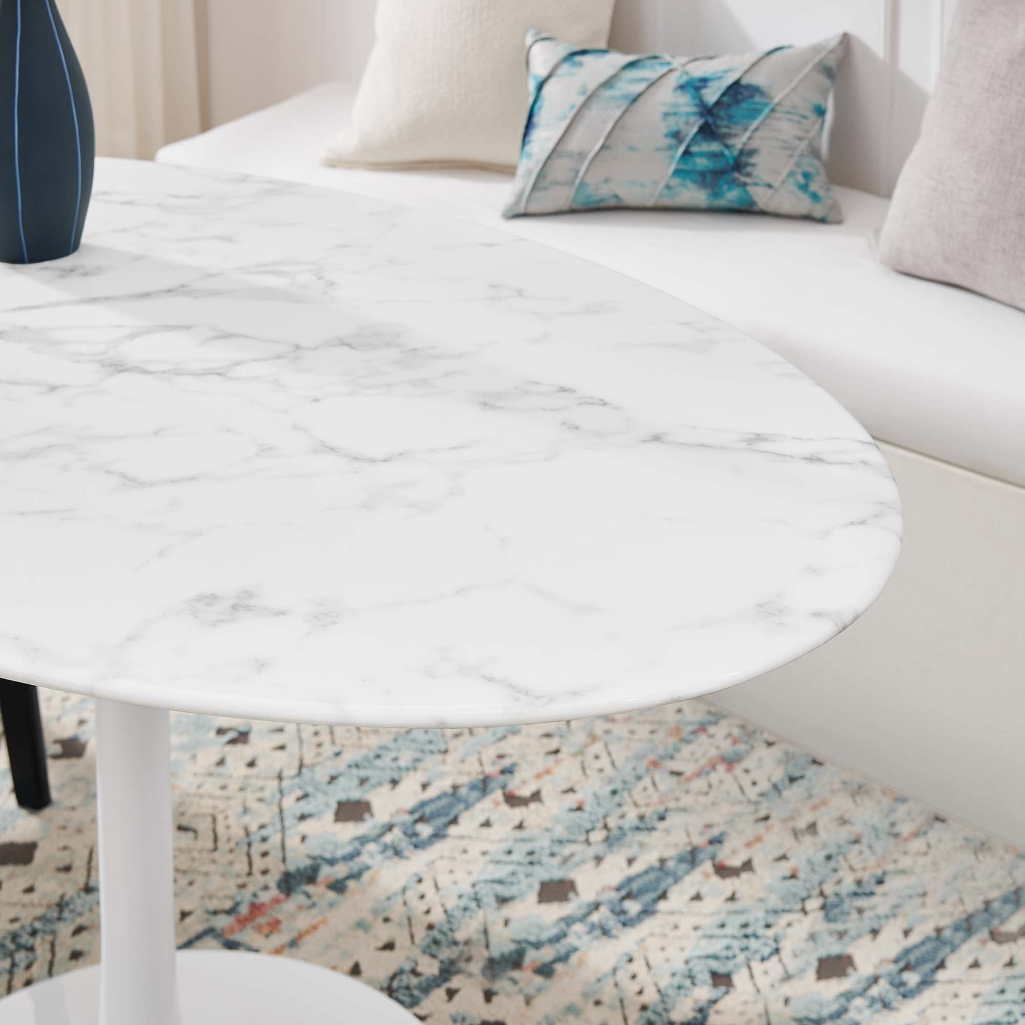 Lippa 54" Oval Artificial Marble Dining Table