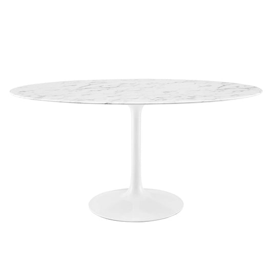 Lippa 60" Oval Artificial Marble Dining Table