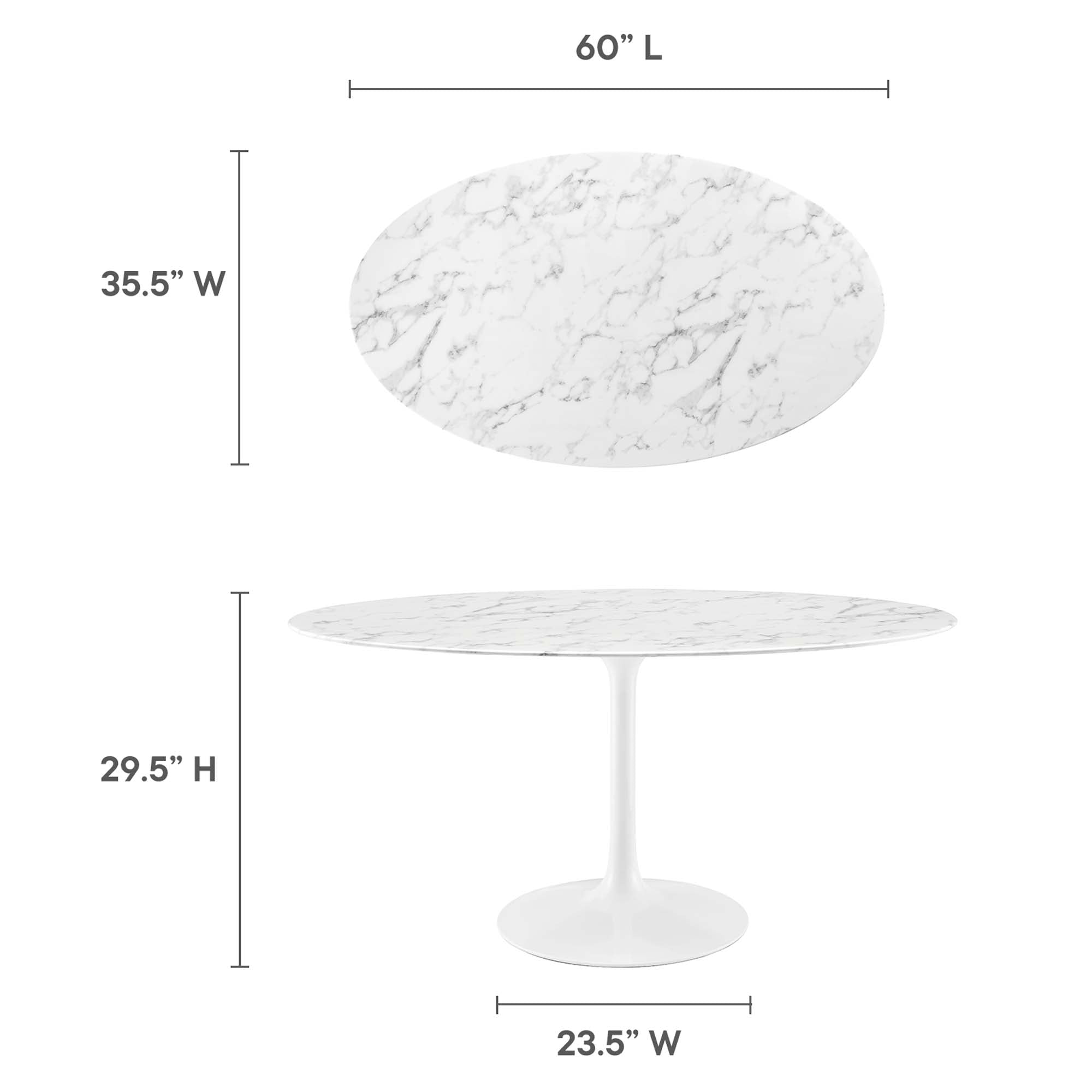 Lippa 60" Oval Artificial Marble Dining Table