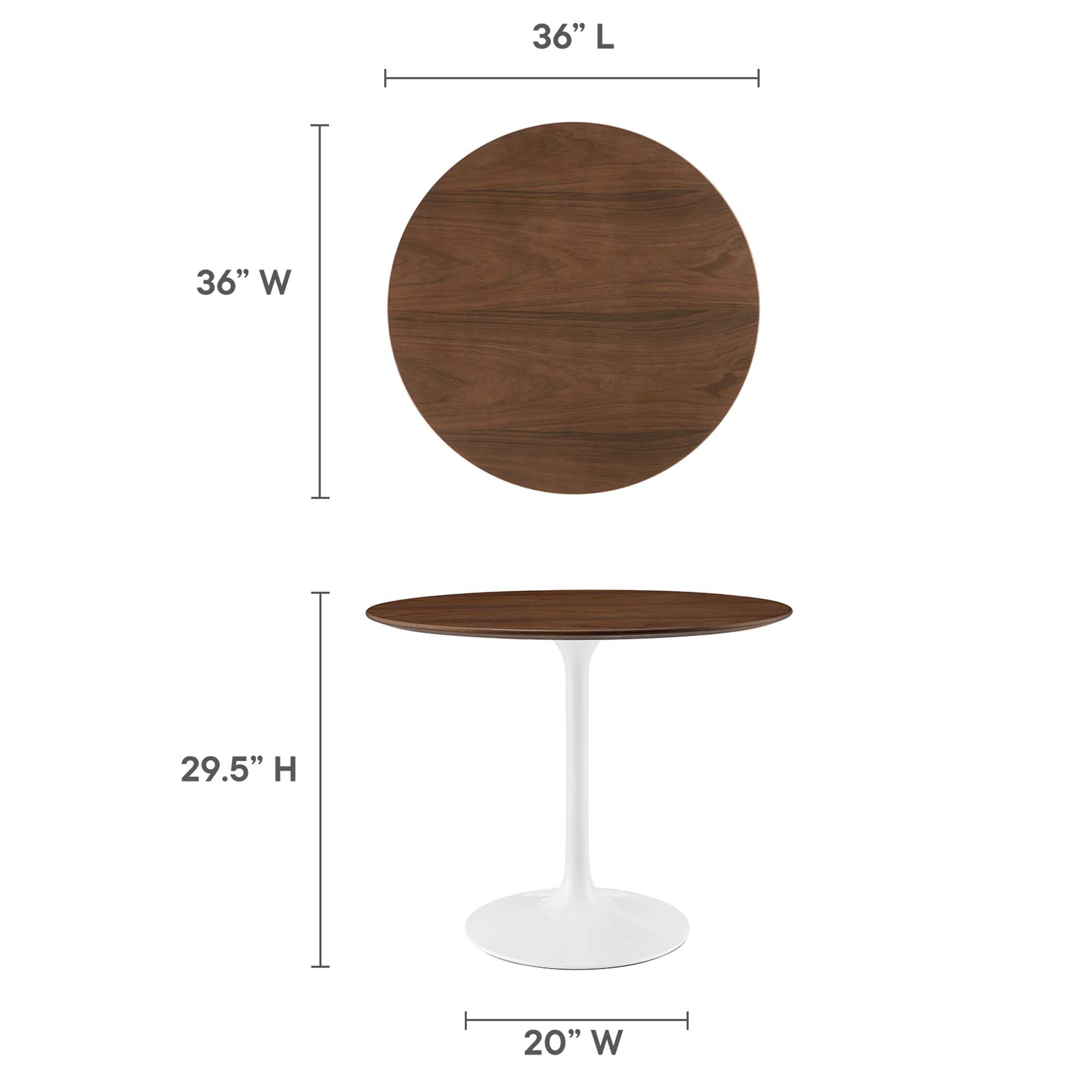 Lippa 36" Round Walnut Dining Table