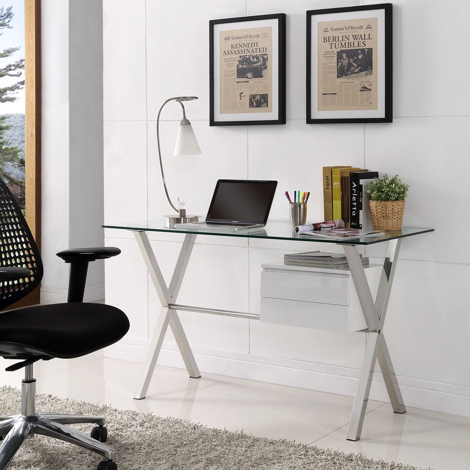 Stasis Glass Top Office Desk