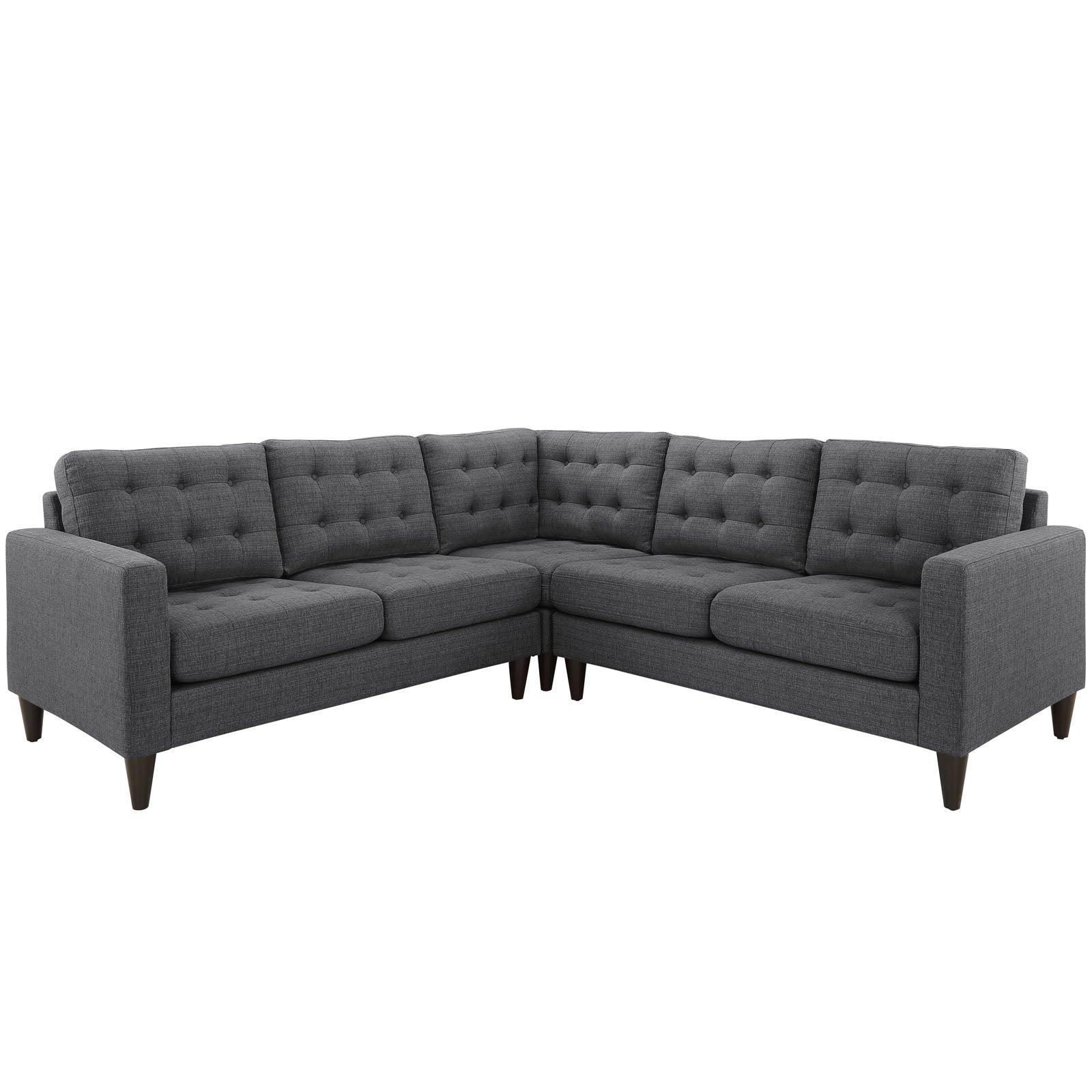 Empress 3 Piece Upholstered Fabric Sectional Sofa Set