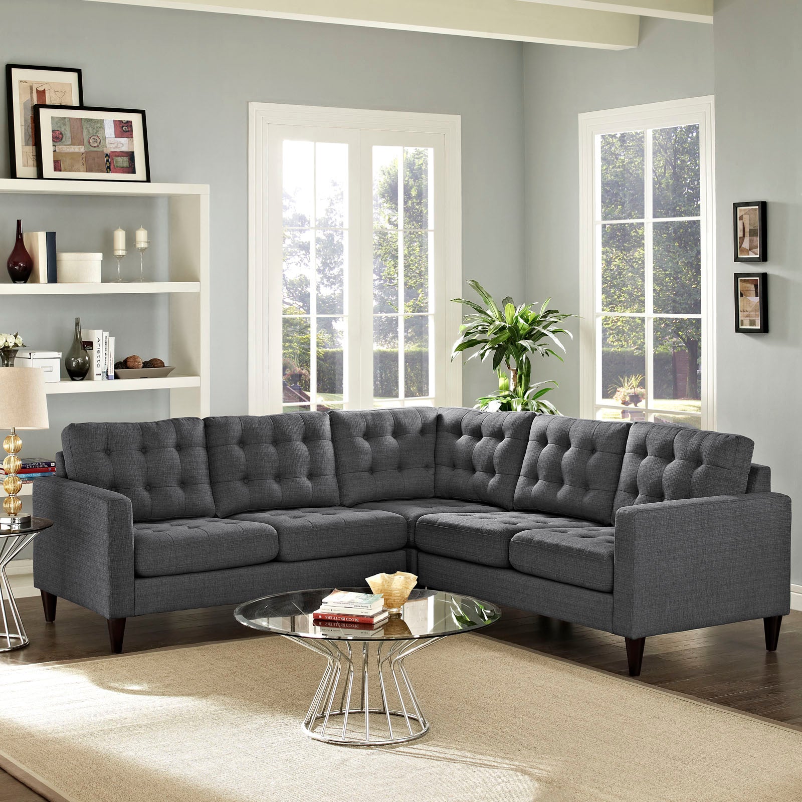 Empress 3 Piece Upholstered Fabric Sectional Sofa Set