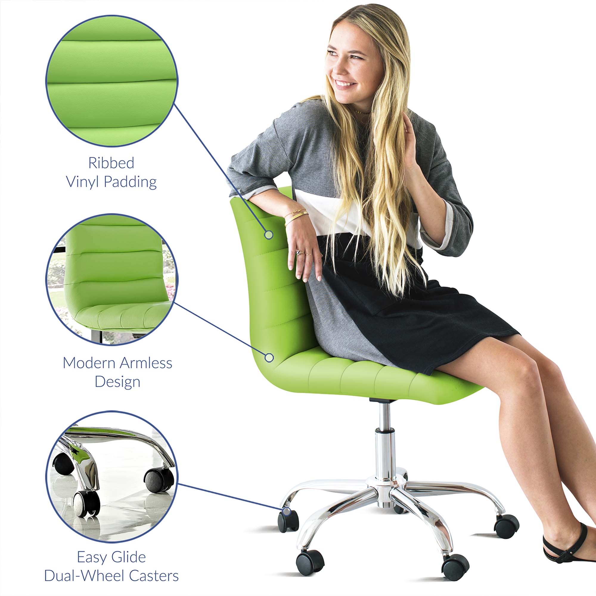 Ripple Armless Mid Back Vinyl Office Chair