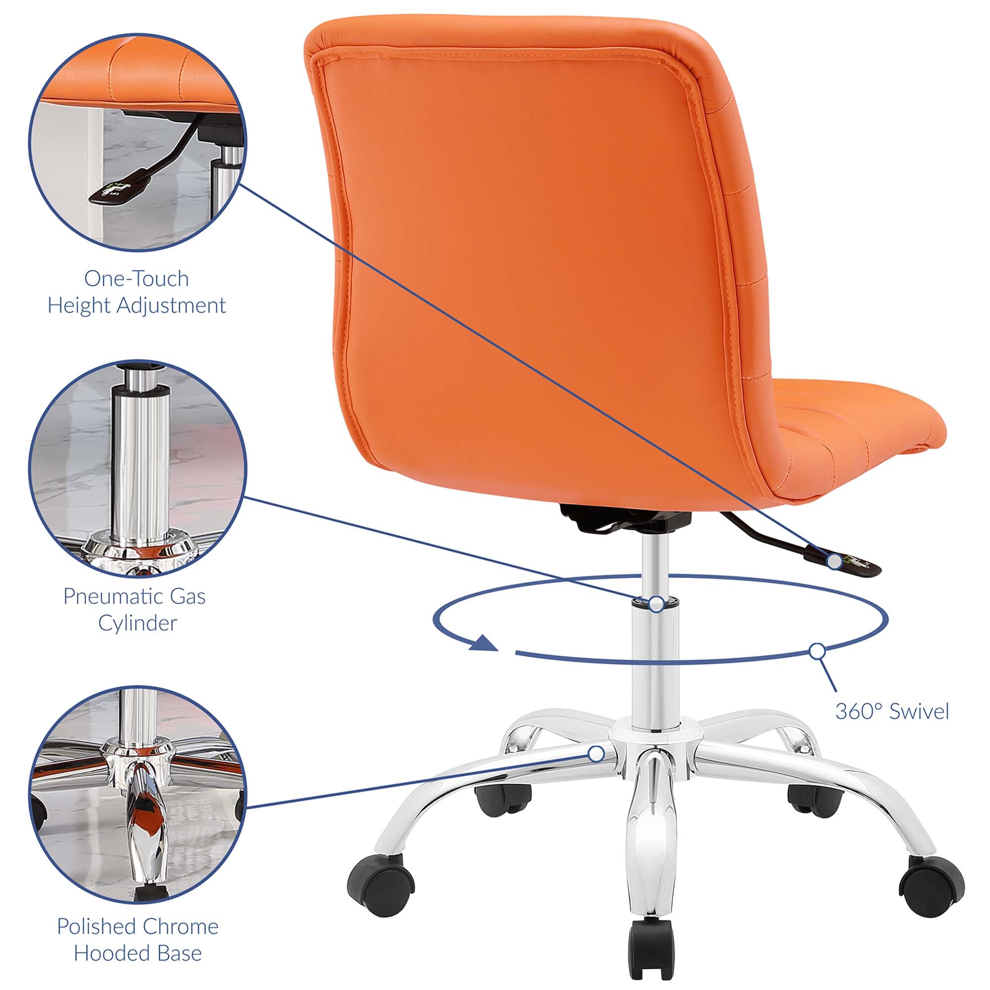 Ripple Armless Mid Back Vinyl Office Chair