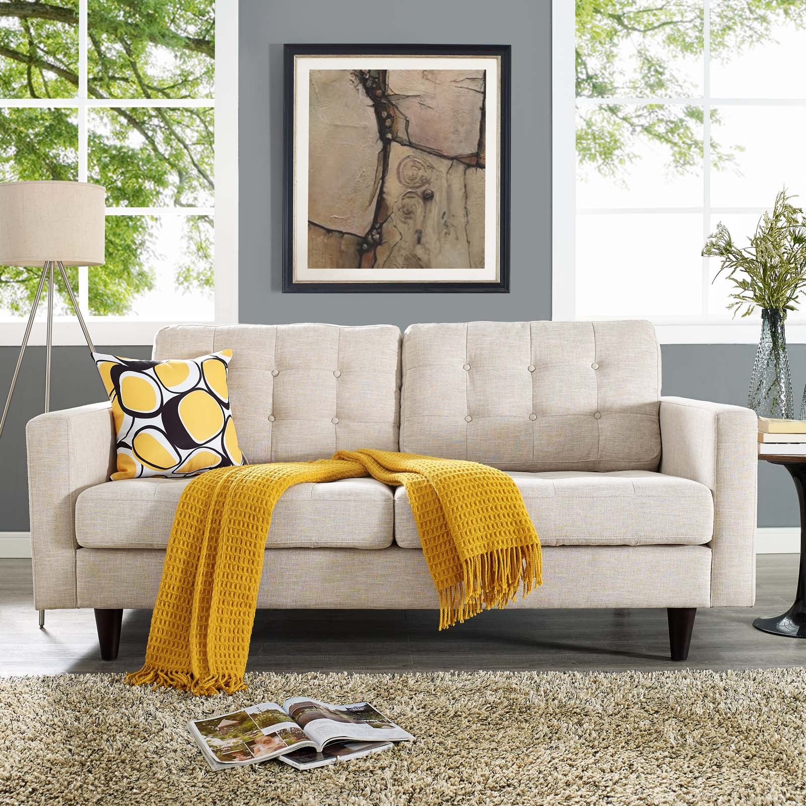 Empress Upholstered Fabric Loveseat