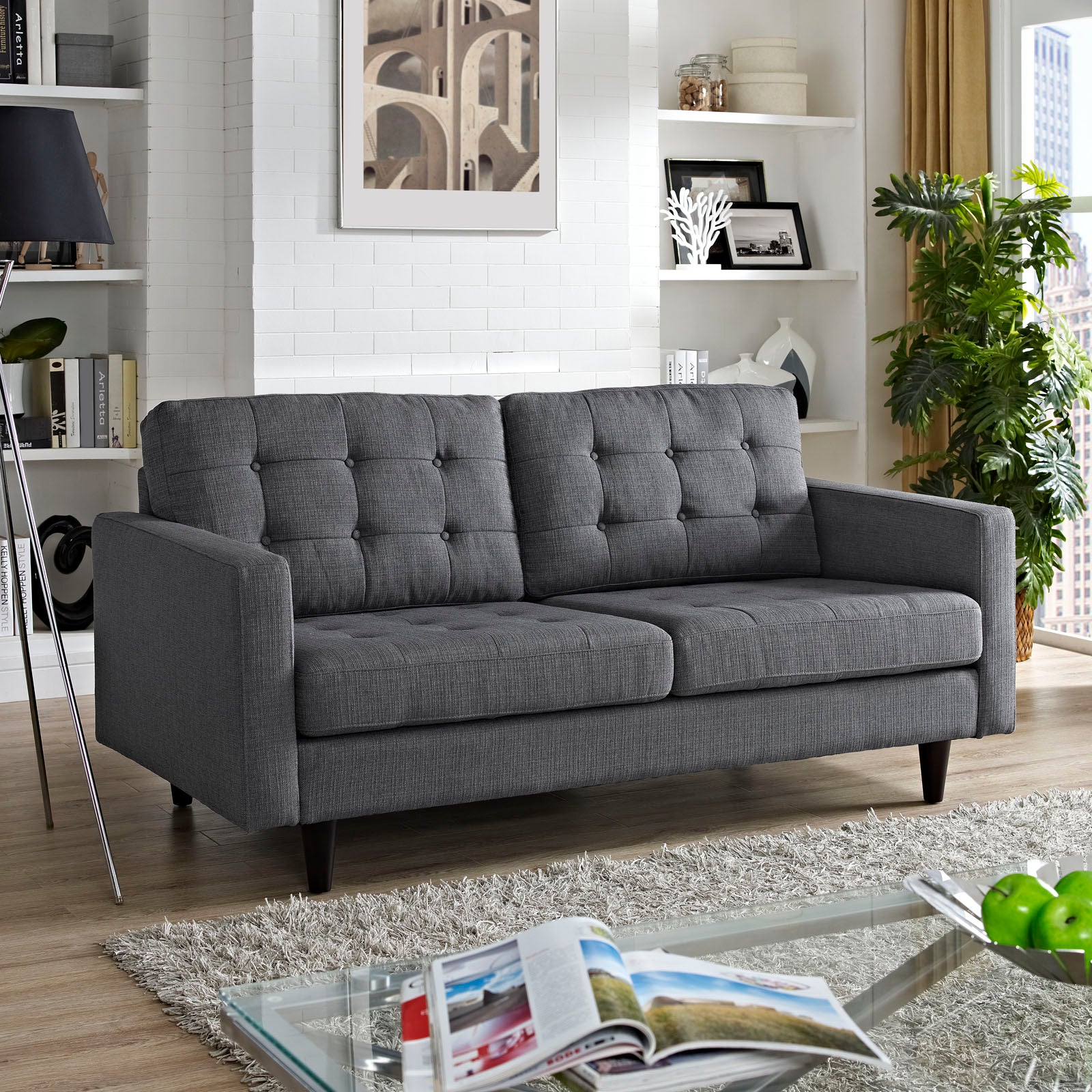 Empress Upholstered Fabric Loveseat