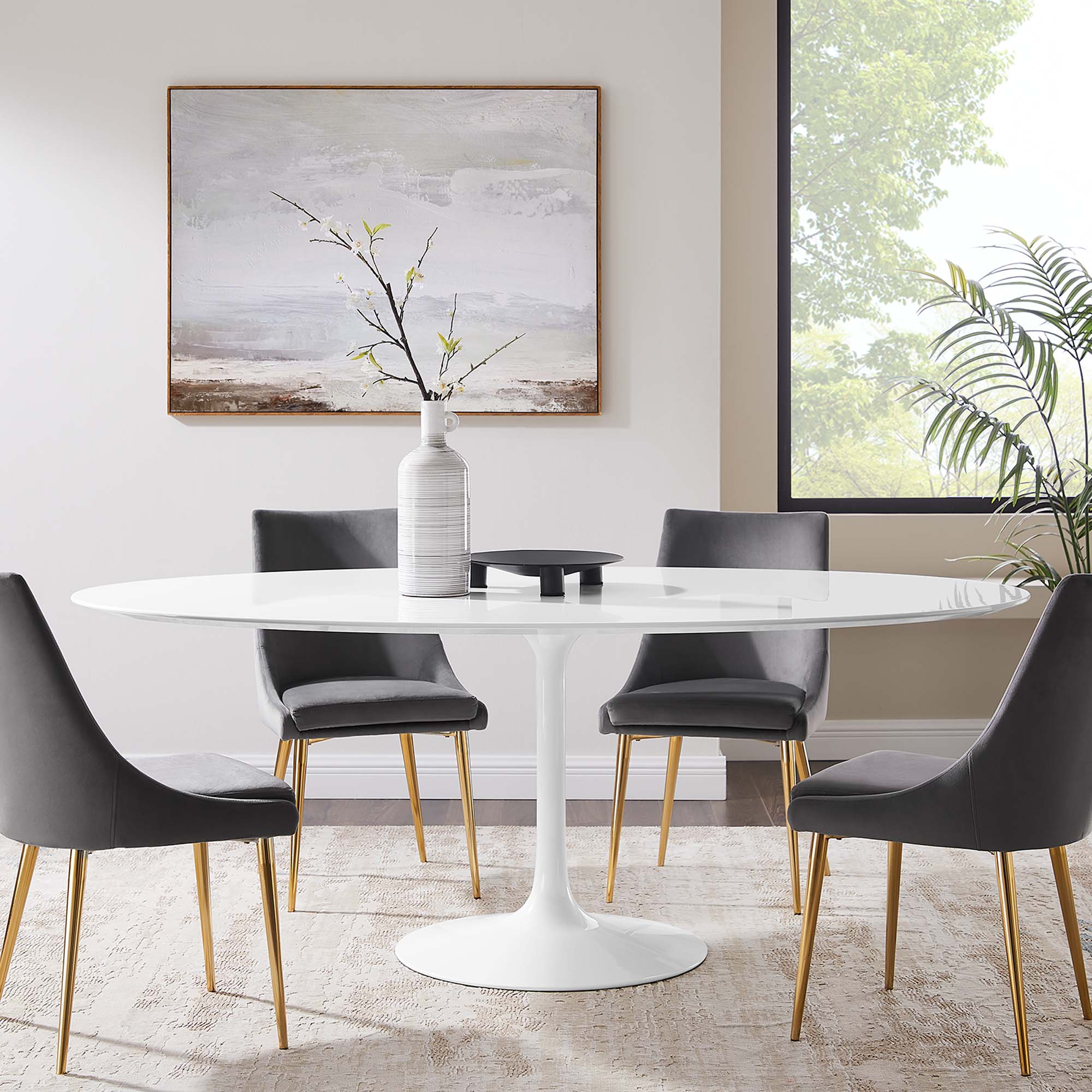 Lippa 78" Oval Wood Top Dining Table