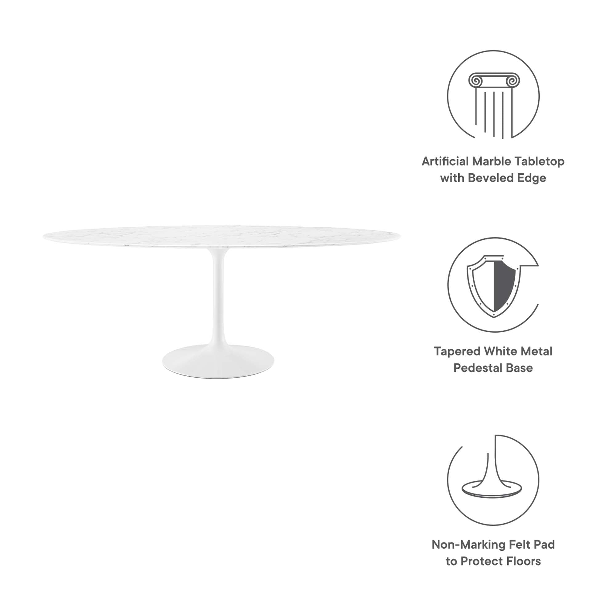 Lippa 78" Oval Artificial Marble Dining Table