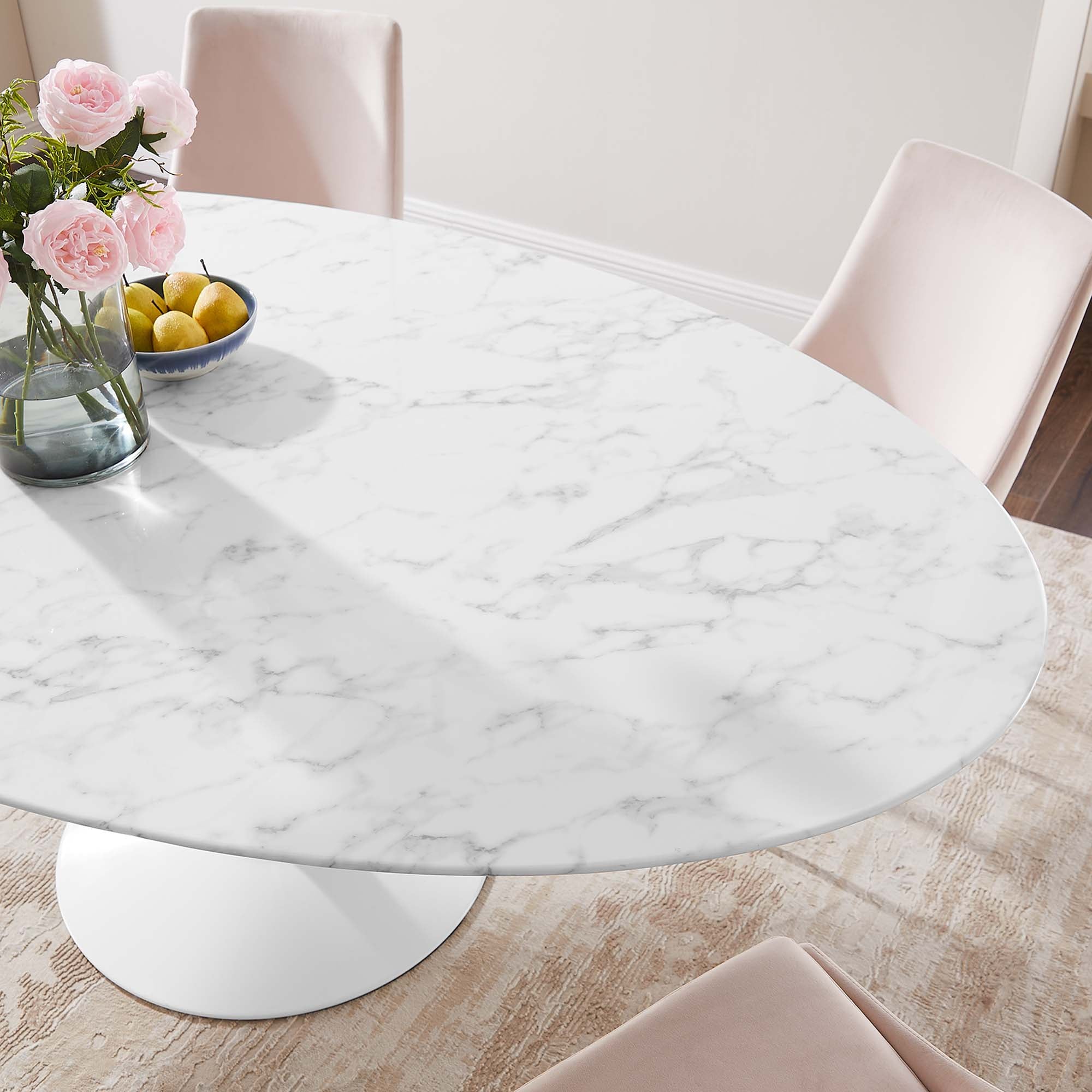 Lippa 78" Oval Artificial Marble Dining Table