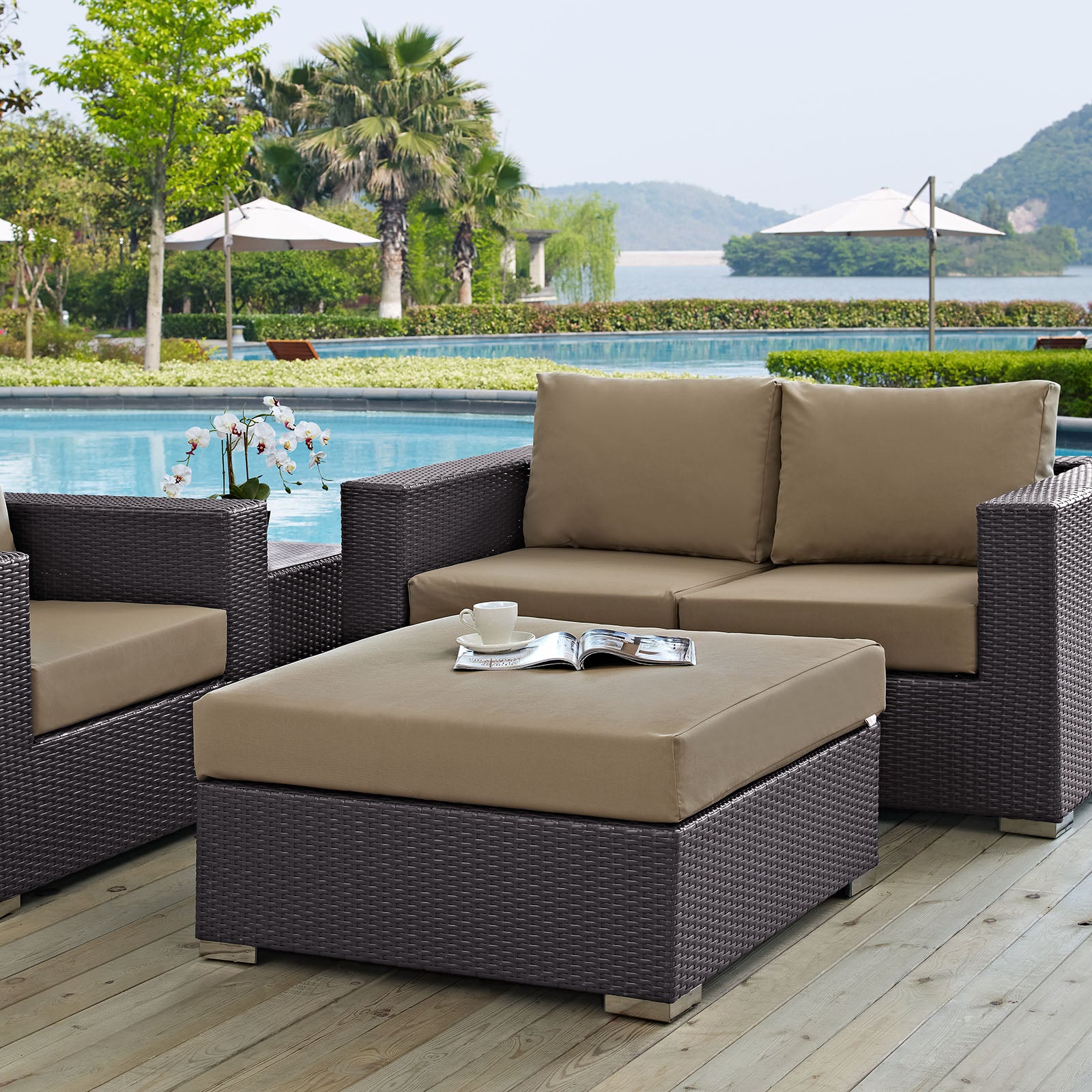 Convene Outdoor Patio Large Square Ottoman