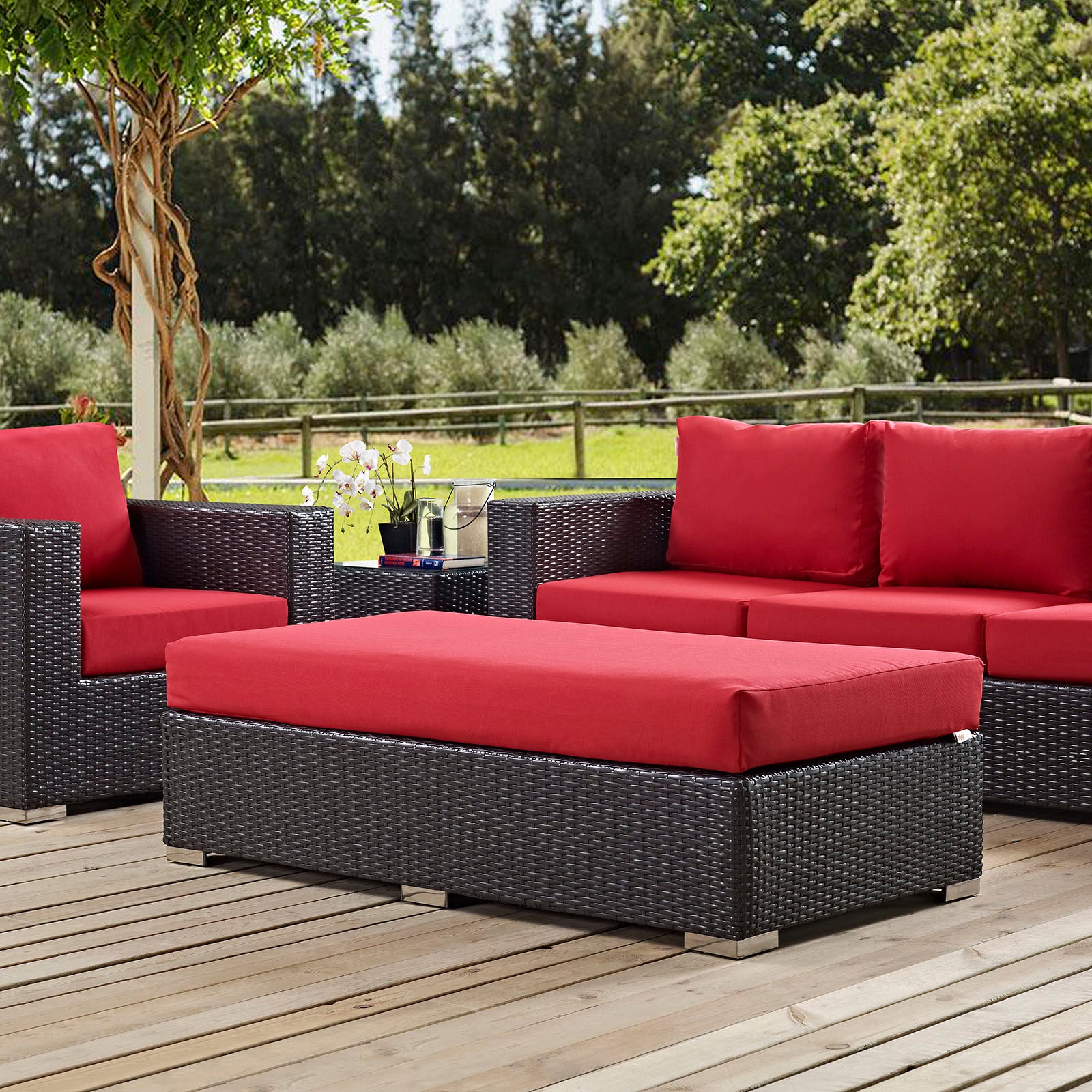 Convene Outdoor Patio Fabric Rectangle Ottoman