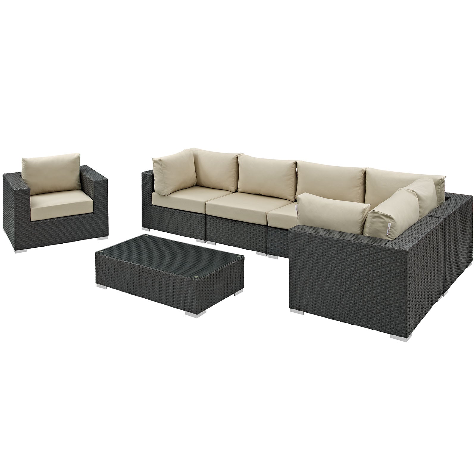 Sojourn 7 Piece Outdoor Patio Sunbrella® Sectional Set