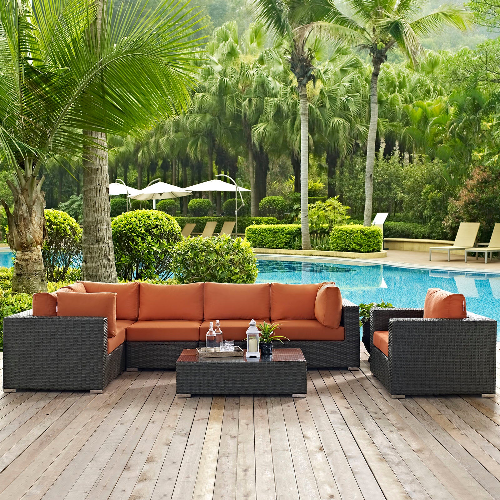 Sojourn 7 Piece Outdoor Patio Sunbrella® Sectional Set