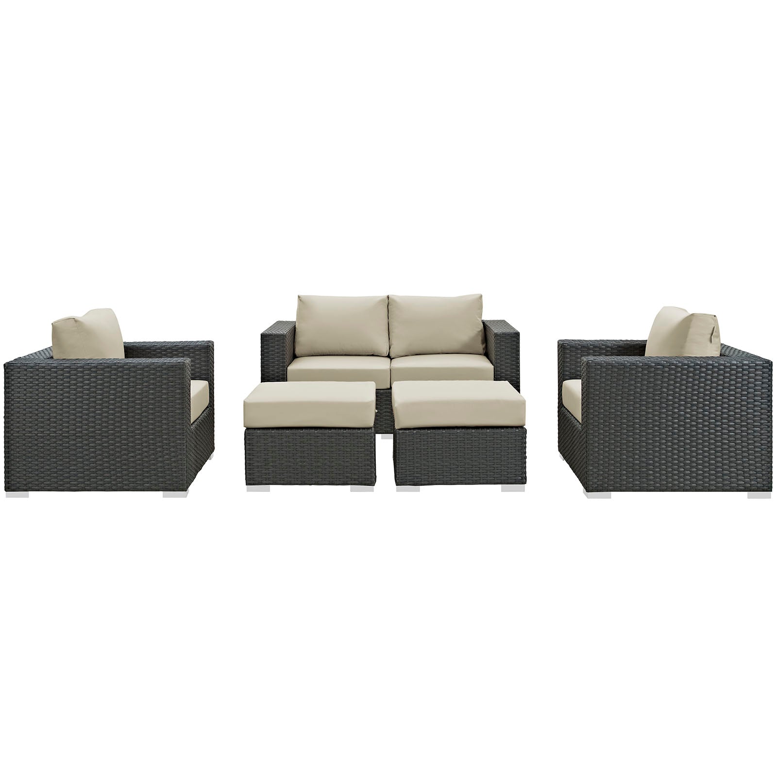 Sojourn 5 Piece Outdoor Patio Sunbrella® Sectional Set