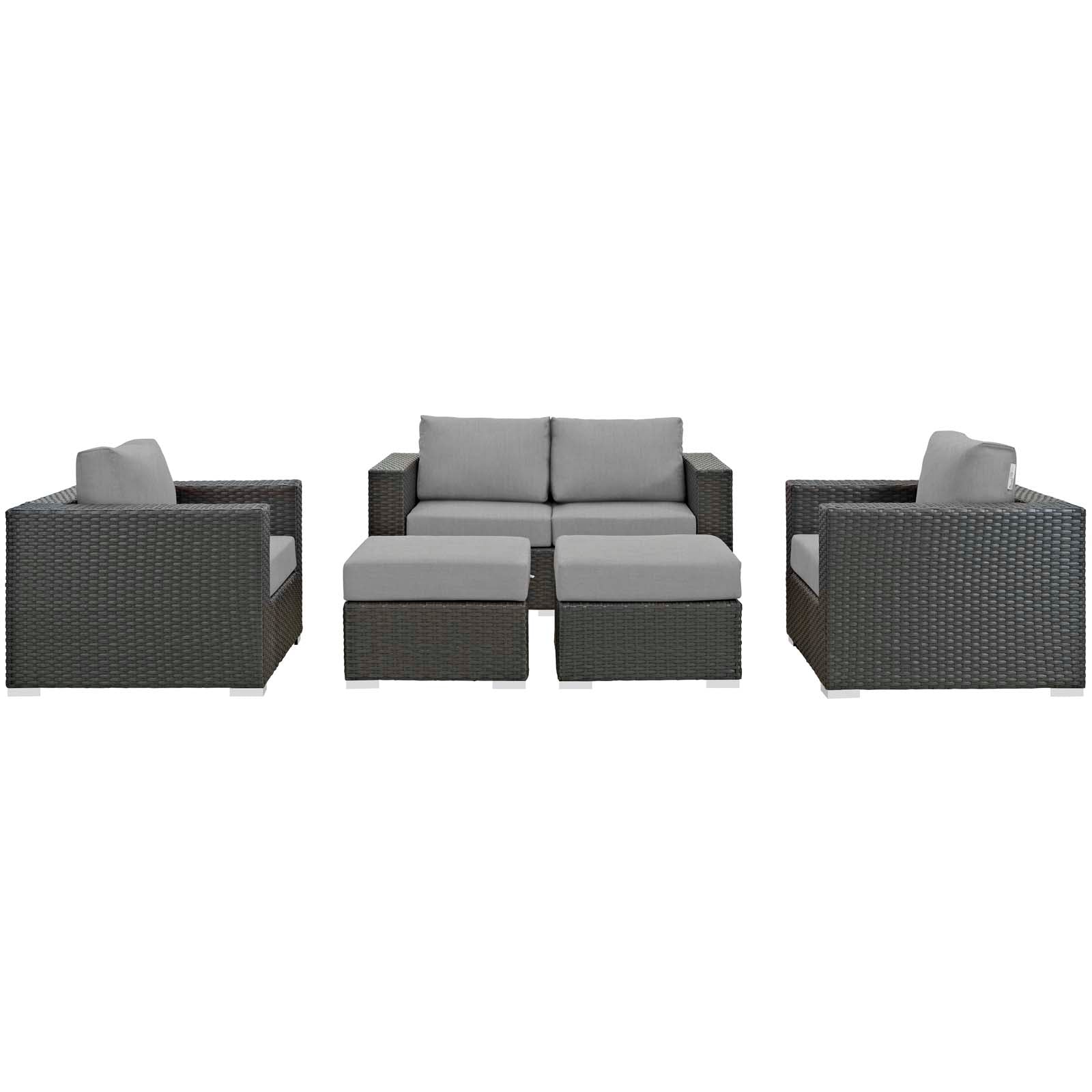 Sojourn 5 Piece Outdoor Patio Sunbrella® Sectional Set