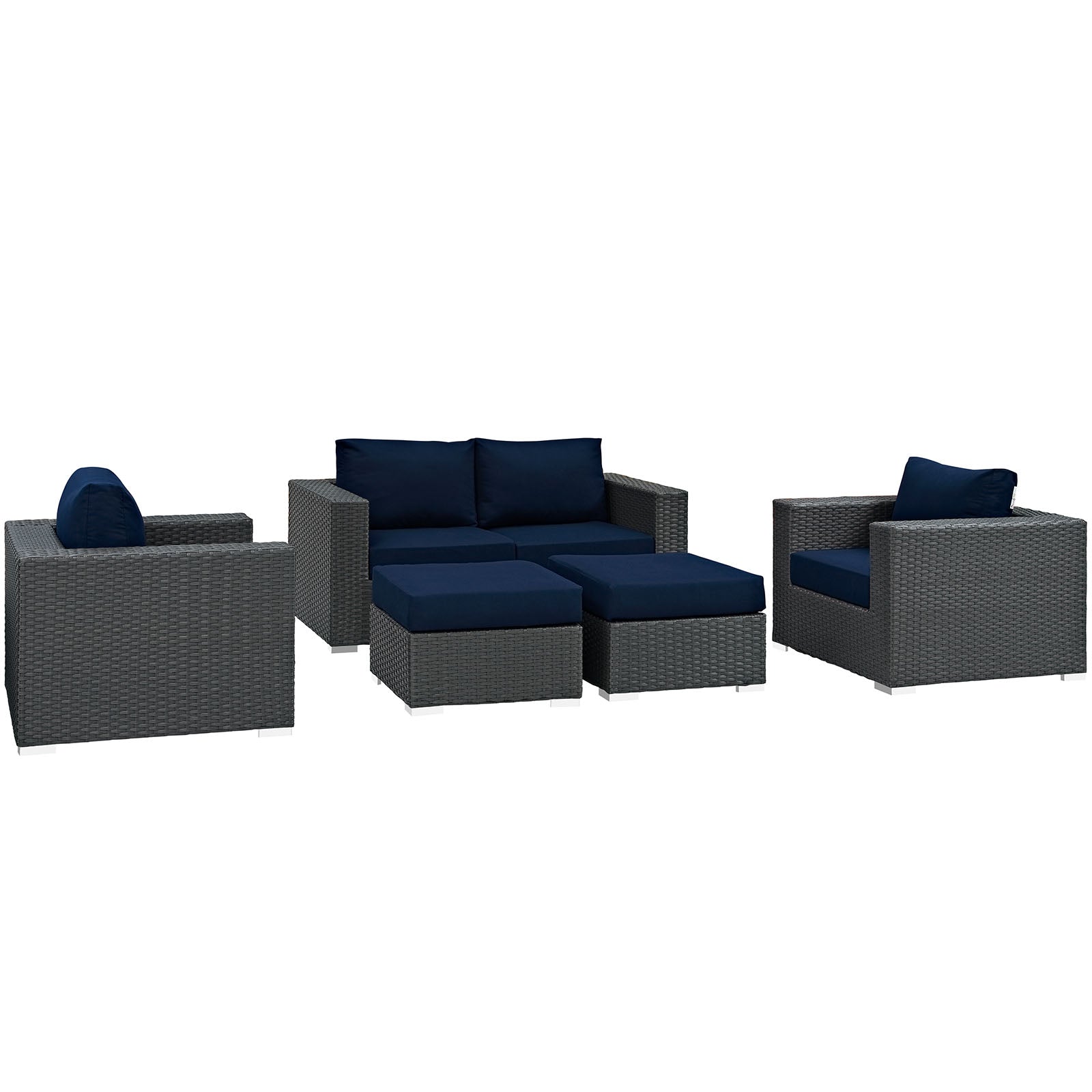 Sojourn 5 Piece Outdoor Patio Sunbrella® Sectional Set