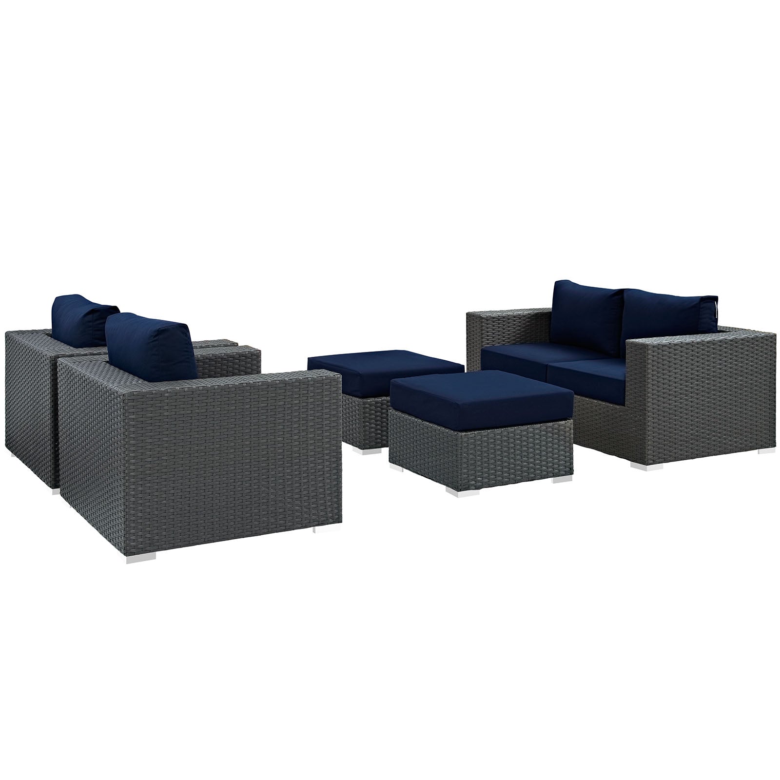 Sojourn 5 Piece Outdoor Patio Sunbrella® Sectional Set