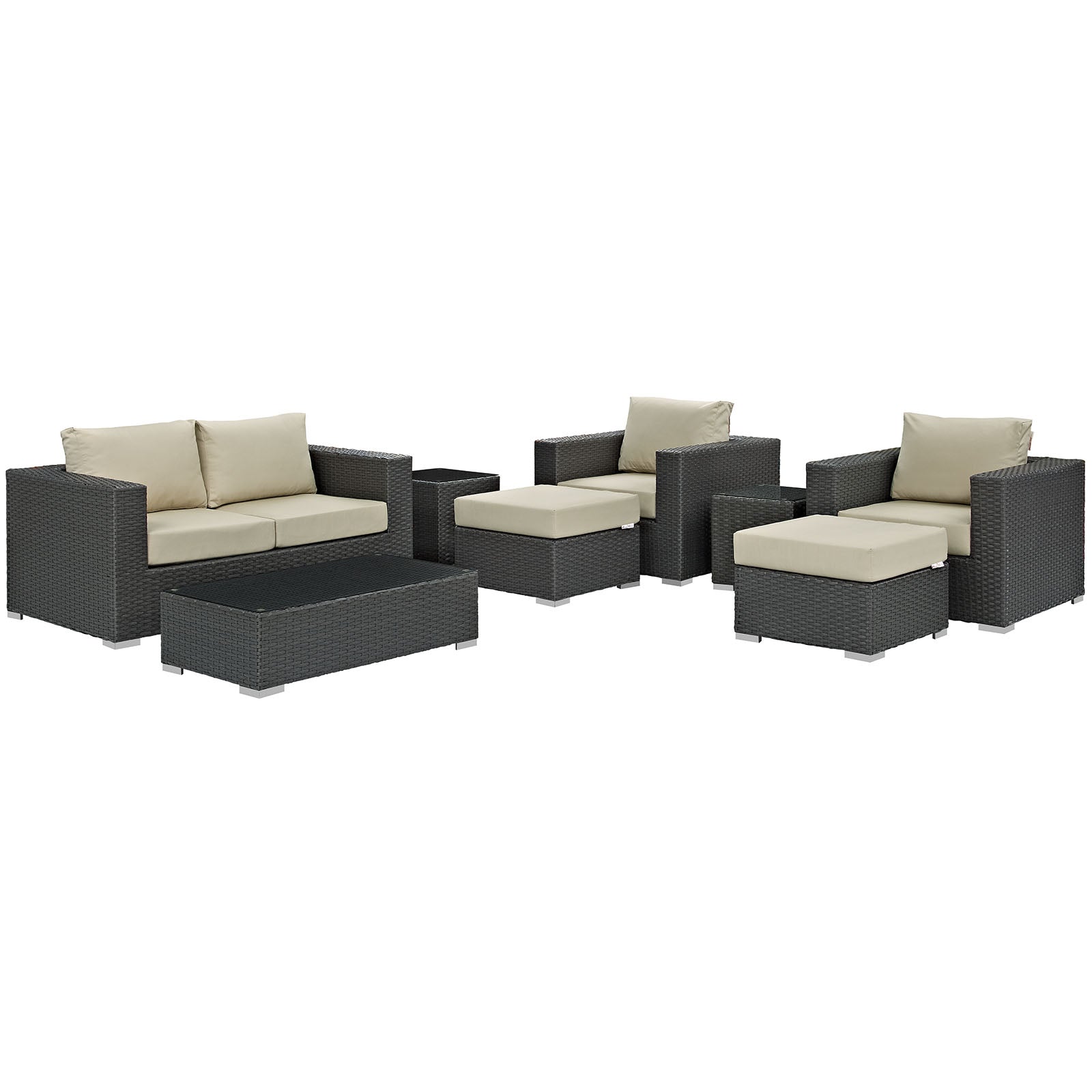 Sojourn 8 Piece Outdoor Patio Sunbrella® Sectional Set