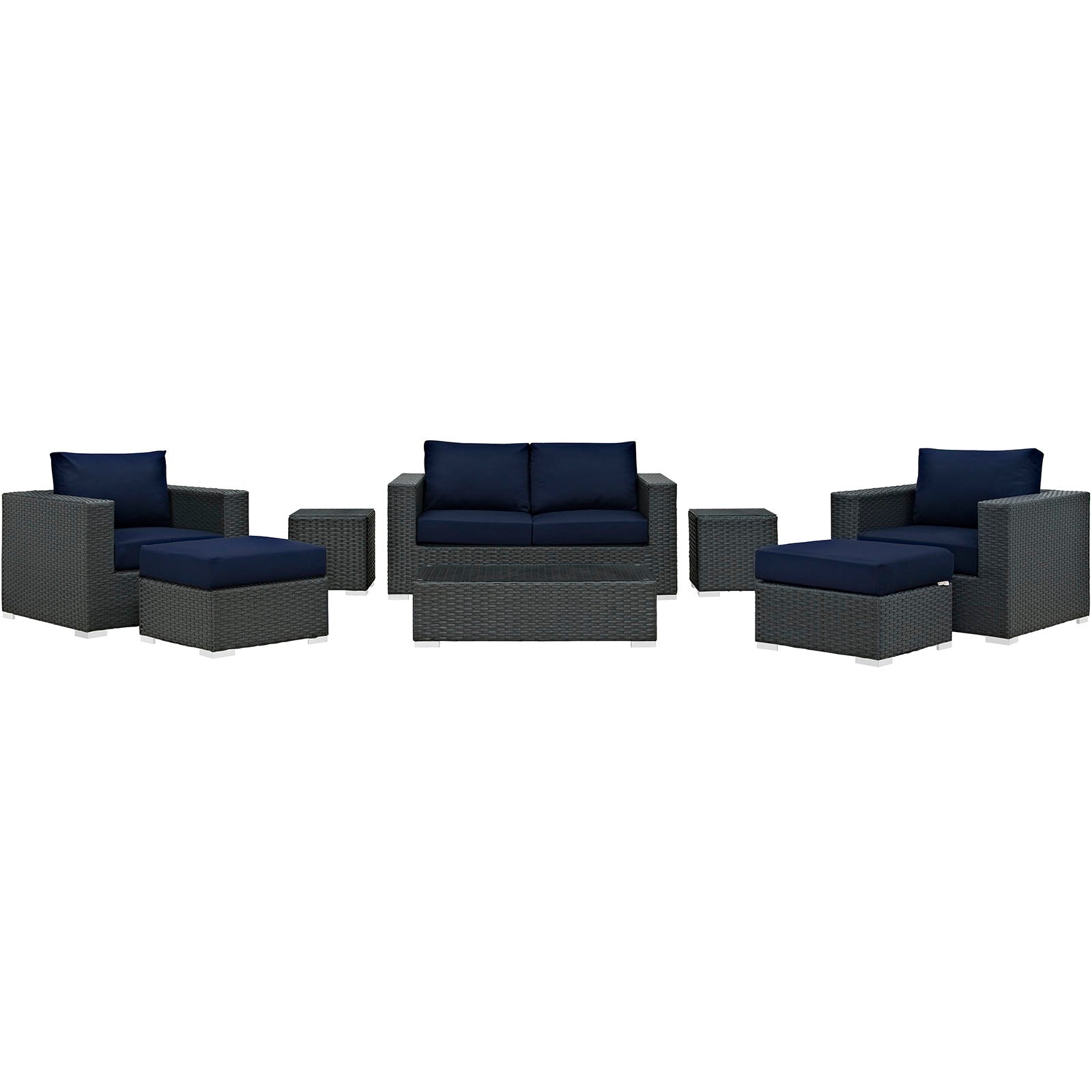 Sojourn 8 Piece Outdoor Patio Sunbrella® Sectional Set