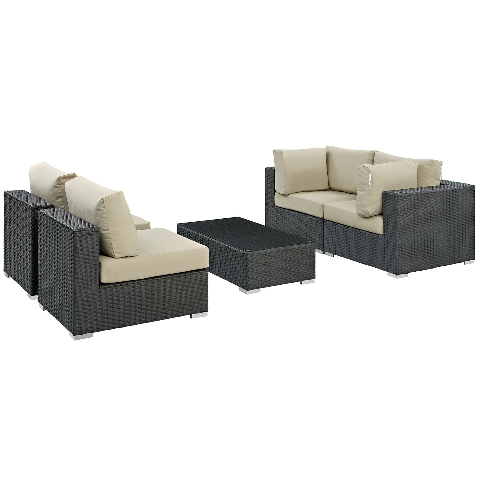 Sojourn 5 Piece Outdoor Patio Sunbrella® Sectional Set