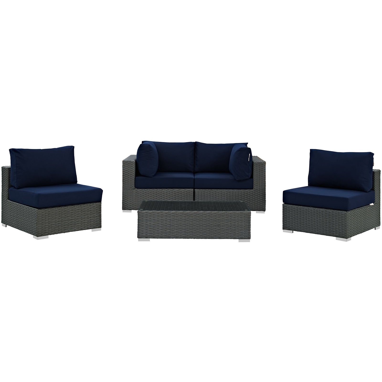 Sojourn 5 Piece Outdoor Patio Sunbrella® Sectional Set