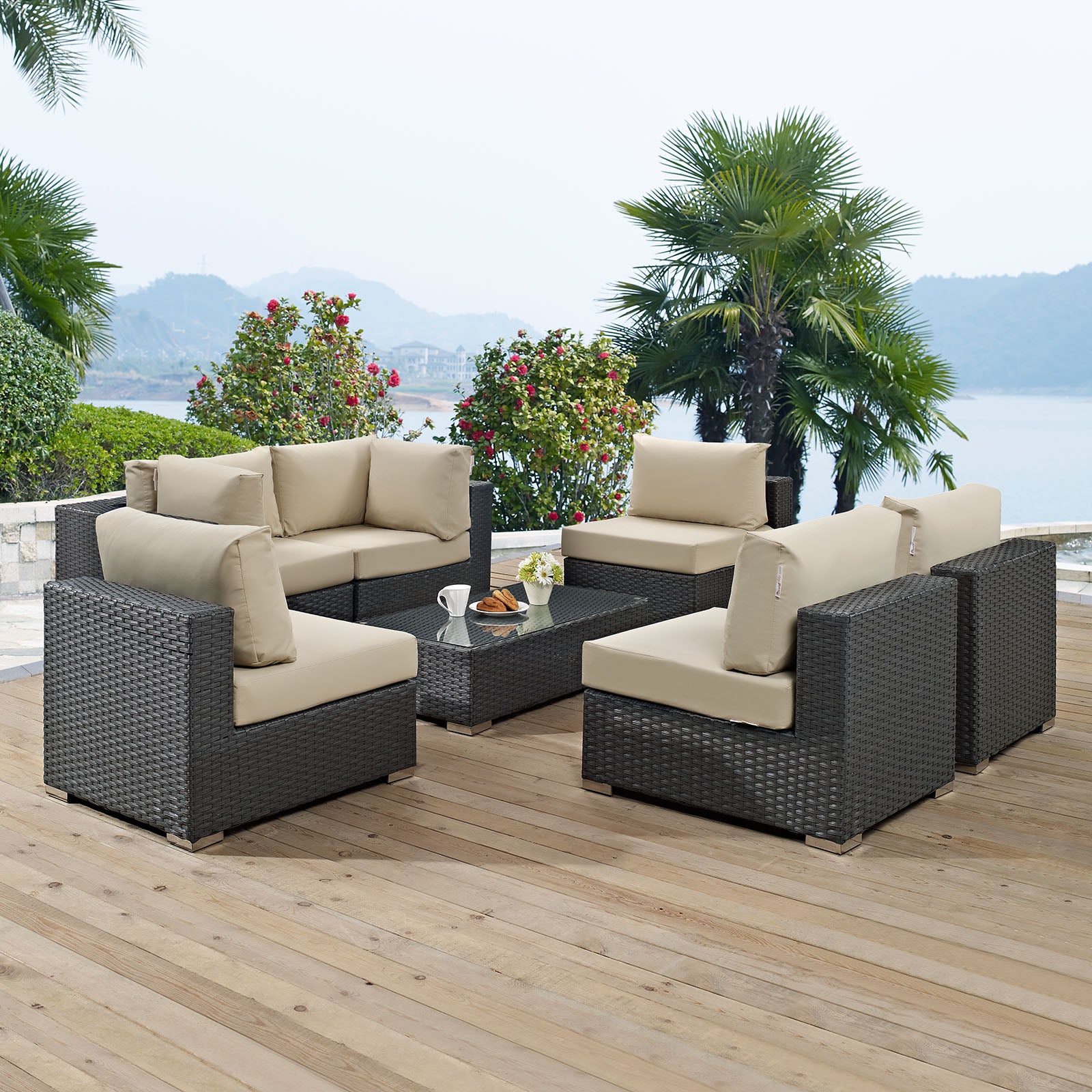 Sojourn 7 Piece Outdoor Patio Sunbrella® Sectional Set