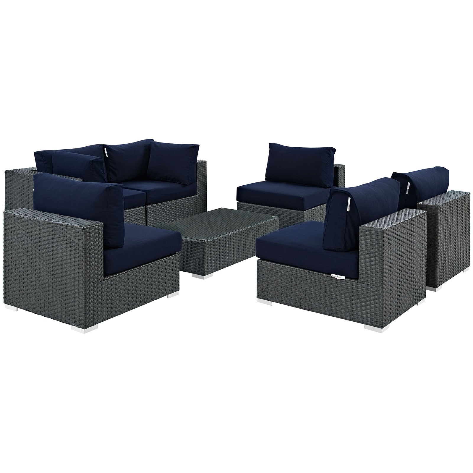 Sojourn 7 Piece Outdoor Patio Sunbrella® Sectional Set