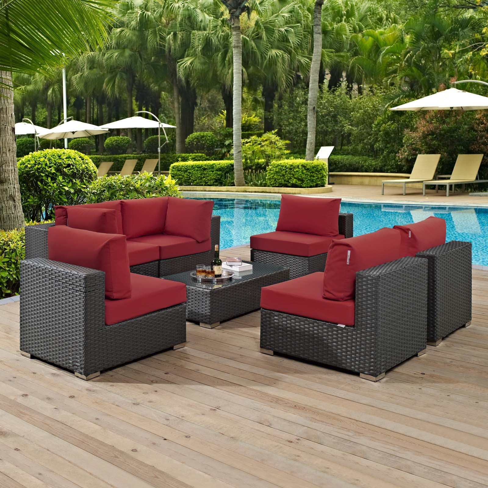 Sojourn 7 Piece Outdoor Patio Sunbrella® Sectional Set