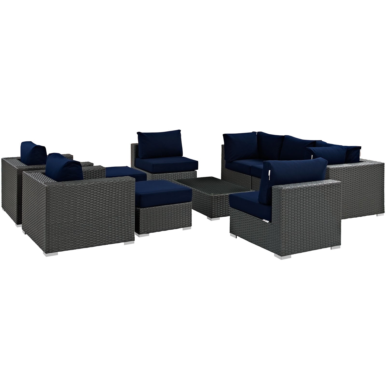 Sojourn 10 Piece Outdoor Patio Sunbrella® Sectional Set